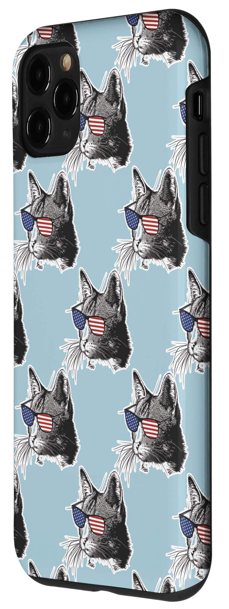 iPhone 11 Pro Case with Cute Americat Blue Pattern - Funny Cat Sunglasses Design - Perfect Gift for Cat Lovers & iPhone Users - Great for Daily Use, Travel & Photo Shoots