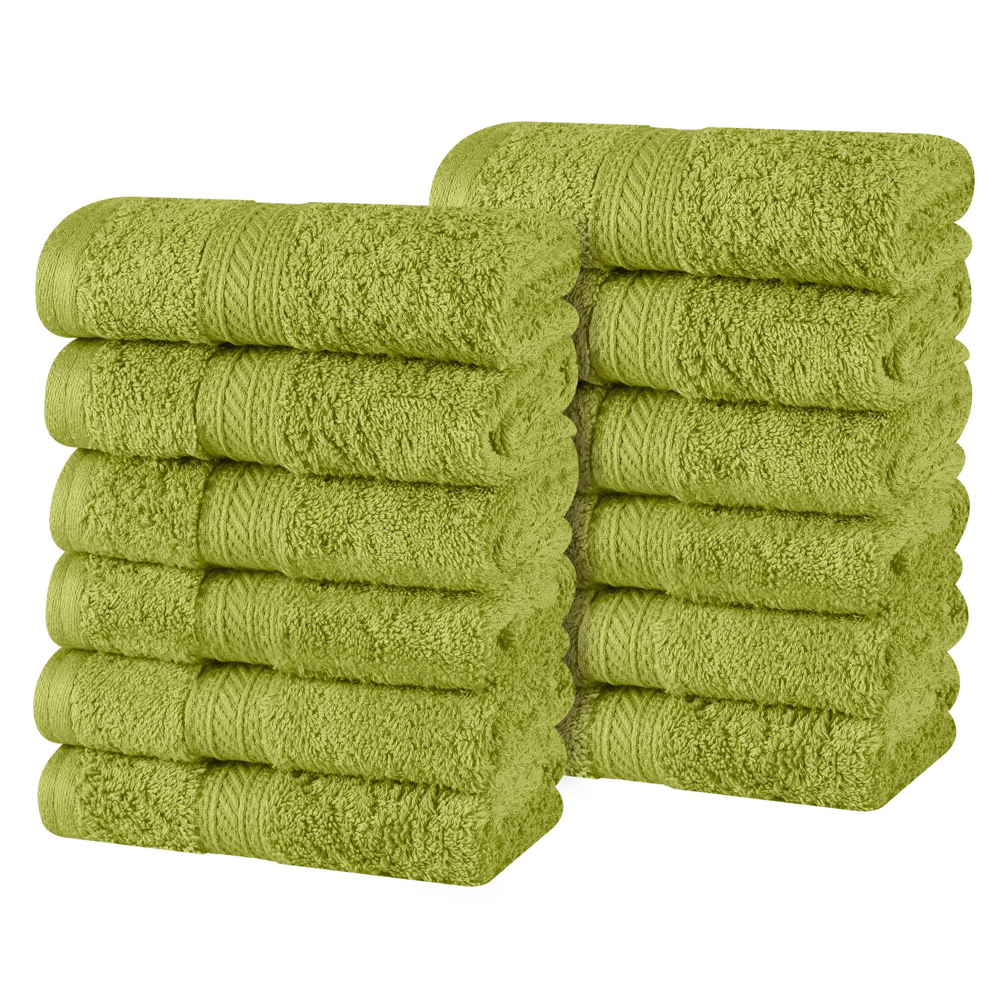 Premium Atlas Cotton Plush Heavyweight Luxury Face Towels & Washcloths - 12-Piece Set for Spa, Bathroom, and Gentle Skincare Routine