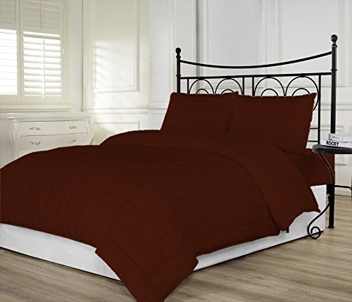 Premium 650 Thread Count Egyptian Cotton Comforter - Twin XL (64 x 86 inches) Burgundy Stripe - Ultra Soft Microfiber Fill (100 GSM) Box Stitched Design for Luxurious Sleep - Perfect for Dorm Rooms, Guest Beds & Cozy Winter Nights