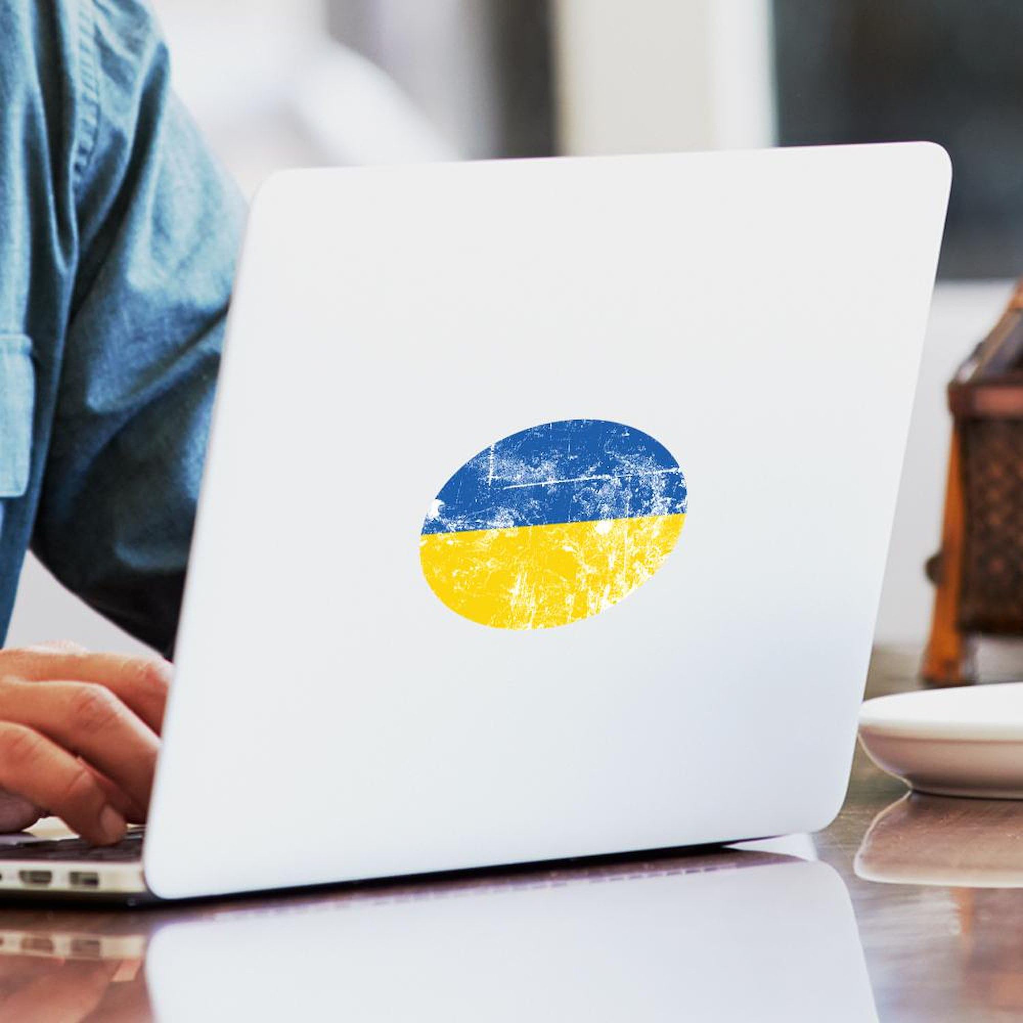 Stand with Ukraine Stickers - 50pk Oval Decals for Cars & Laptops