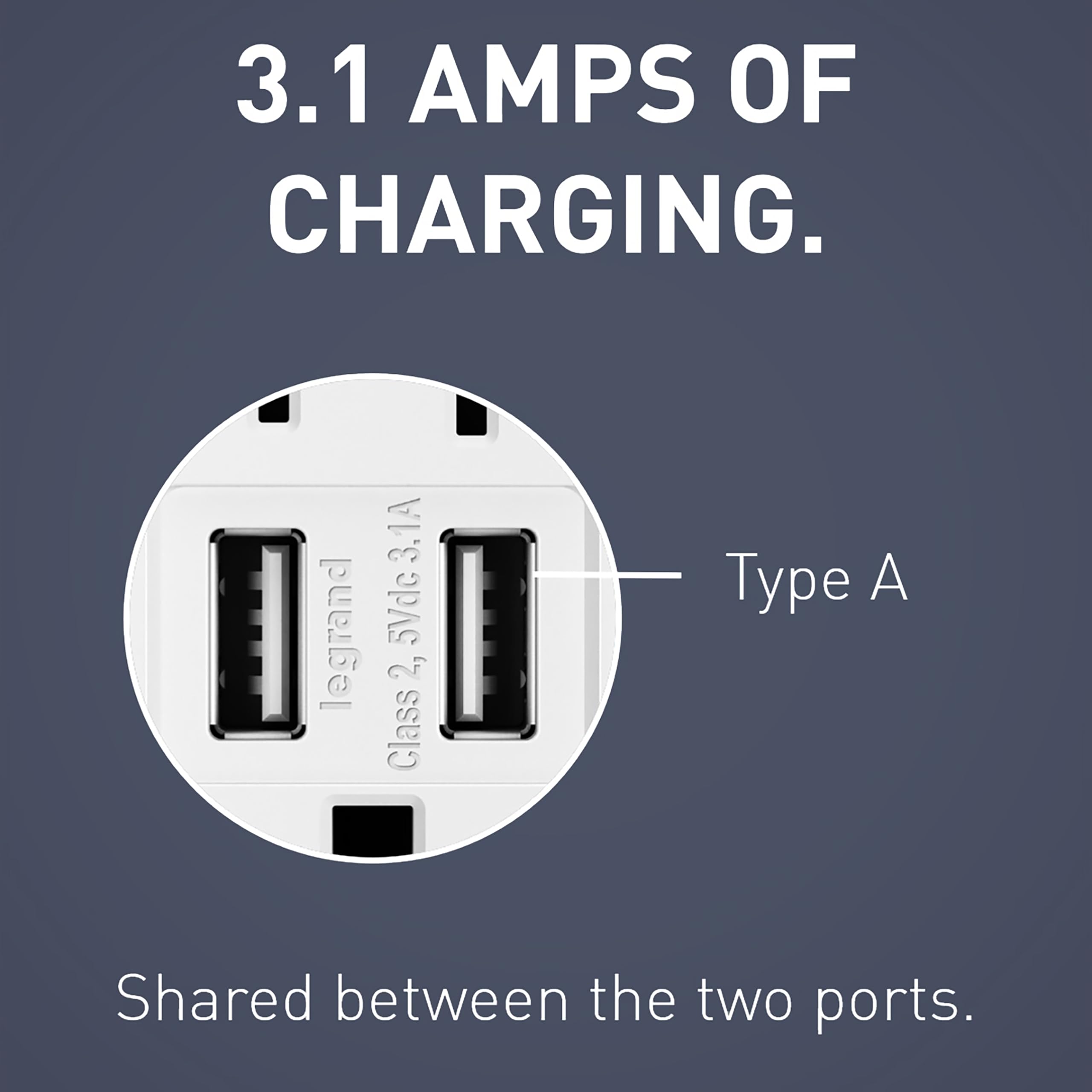 Legrand Radiant TM826USBWCCV6 15A Tamper-Resistant USB Outlet Receptacle with 3.1A Type A Charger - White (1 Pack) - Perfect for Home, Office & Kitchen Charging Needs