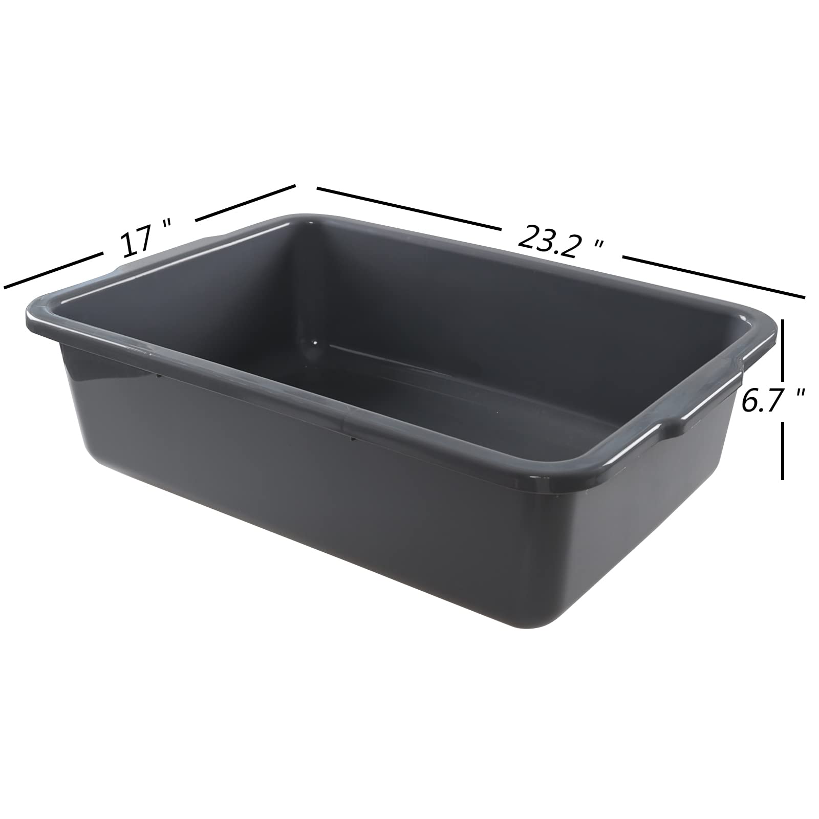 4-Pack 32L Plastic Bus Box & Utility Tote Box - Durable Commercial Storage Container for Organizing, Transporting & Storing Supplies in Schools, Offices & Warehouses