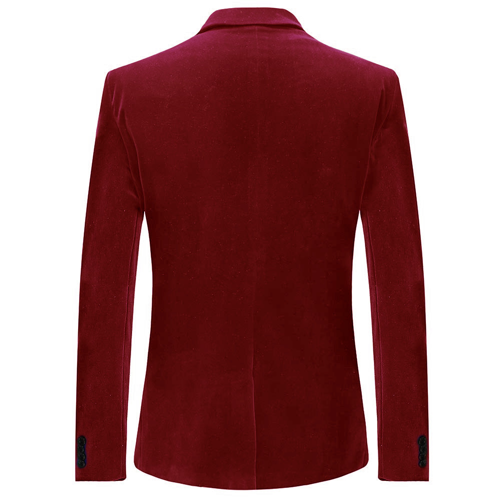 Slim Fit 2 Piece Maroon Velvet Tuxedo Suit for Men - Formal Wedding, Prom, Evening Gala & Special Occasions
