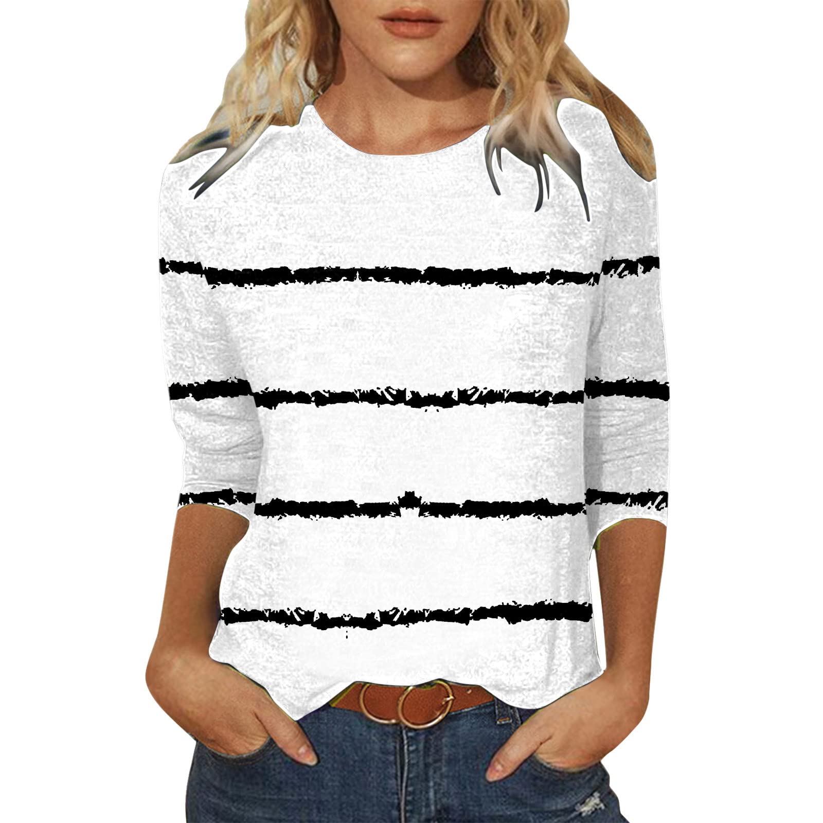 Women's Casual Long Sleeve Crew Neck Tunic Tops - Mid Length Loose Fit Summer Shirts for Everyday Wear & Layering
