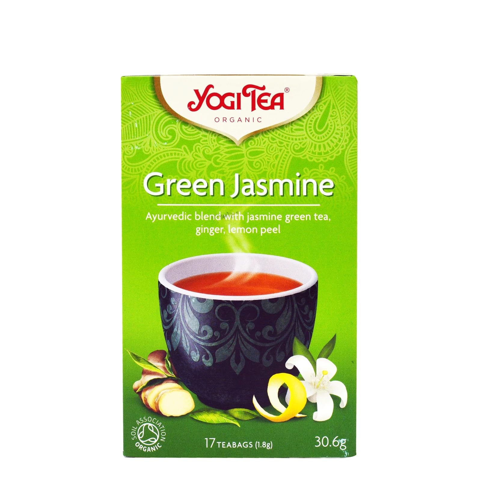 Organic Yogi Green Jasmine Tea Bags - 17 Count (Pack of 6) | Herbal Relaxation Tea for Stress Relief & Wellness | Perfect for Morning Boost or Evening Relaxation