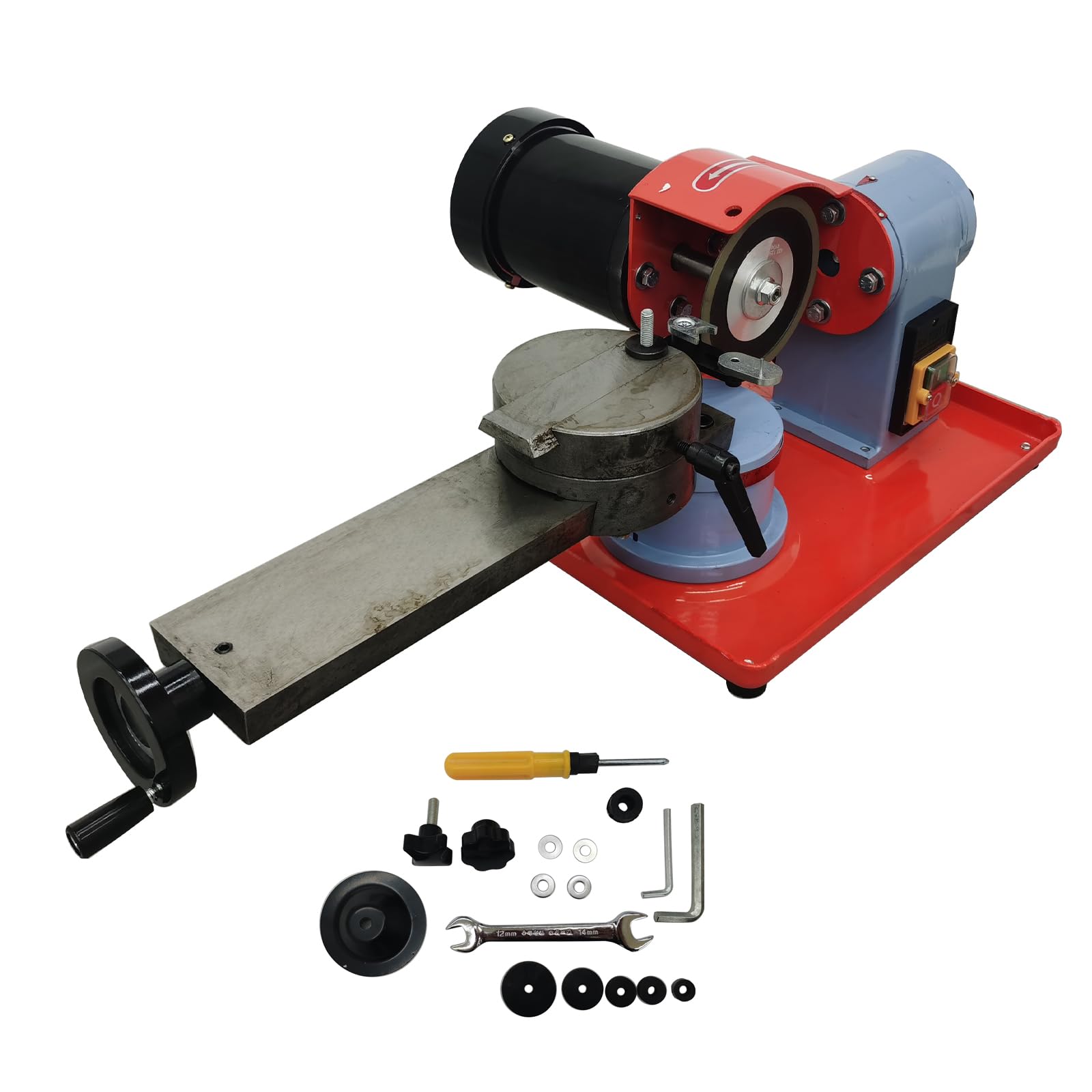 INTBUYING 110V 250W Circular Saw Blade Sharpener with 6 Saw Centerings & 5in Grinding Wheel - Carbide Tipped Saw Blade Grinder Machine for Woodworking & DIY Projects - Perfect for Sharpening Rotary Angle Saw Blades in Home Workshops & Professional Job Sites