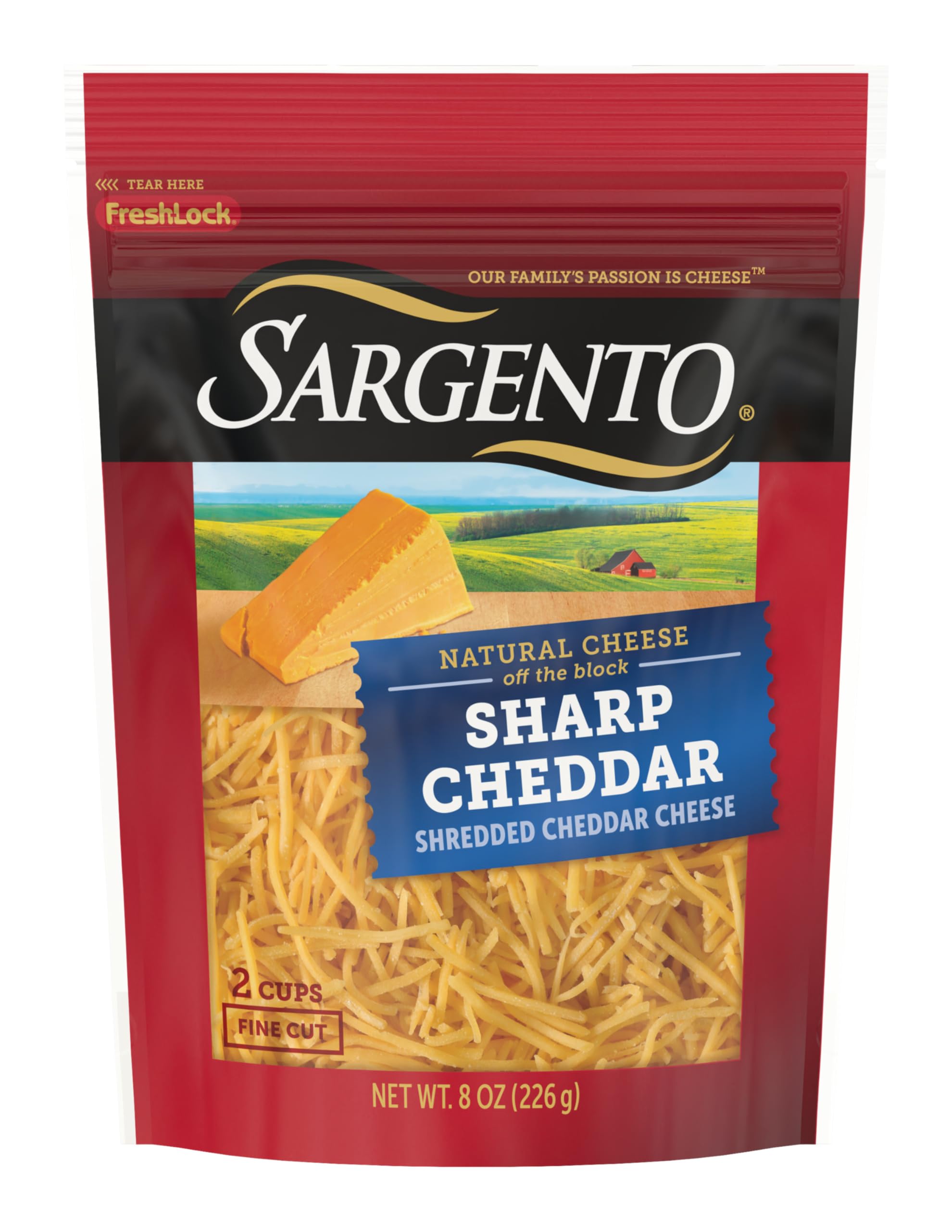 Sargento Shredded Sharp Natural Cheddar Cheese - 8 oz Bag | Perfect for Tacos, Pizza & Casseroles | Rich Flavor & Easy Melting | Gluten Free & No Artificial Flavors