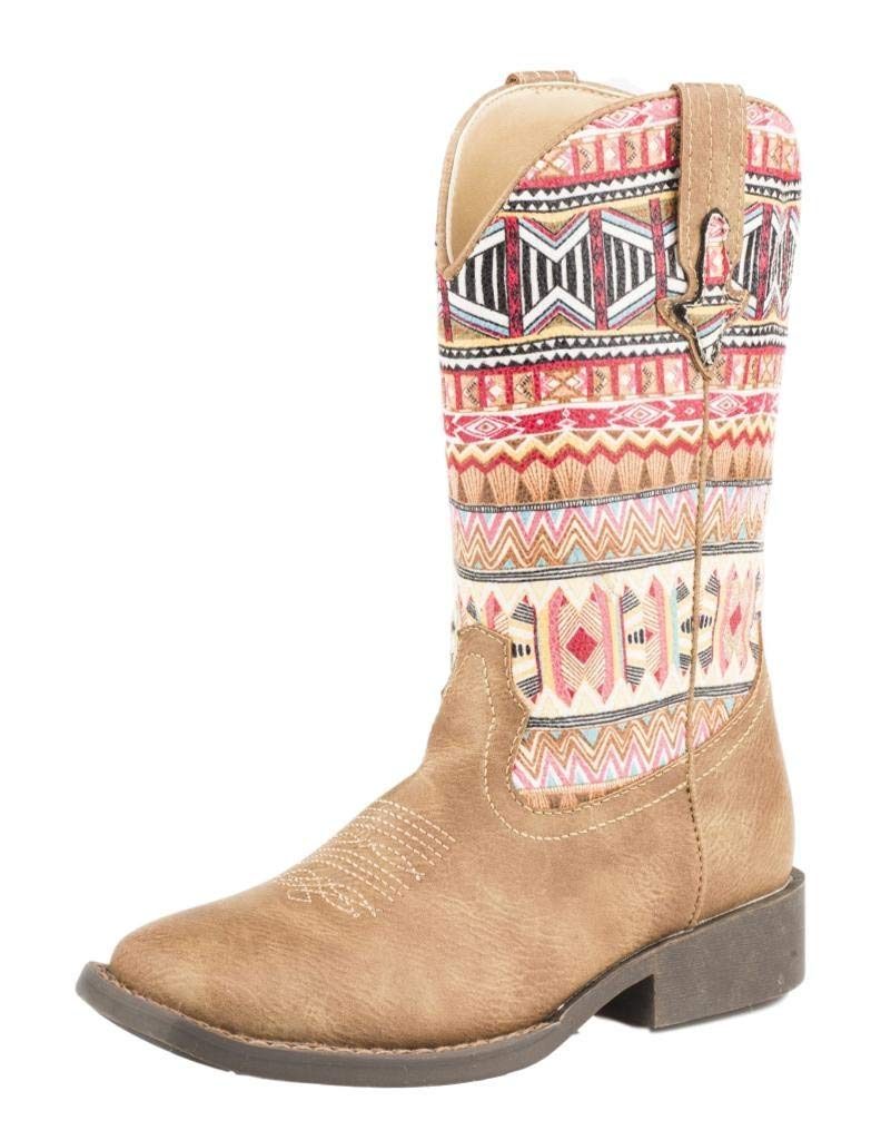 Roper Toddler Square Toe Aztec Boots - Western Style Cowboy Boots for Boys & Girls, Comfortable Leather Booties for Kids - Perfect for Rodeo, Halloween Costume & Western Fashion