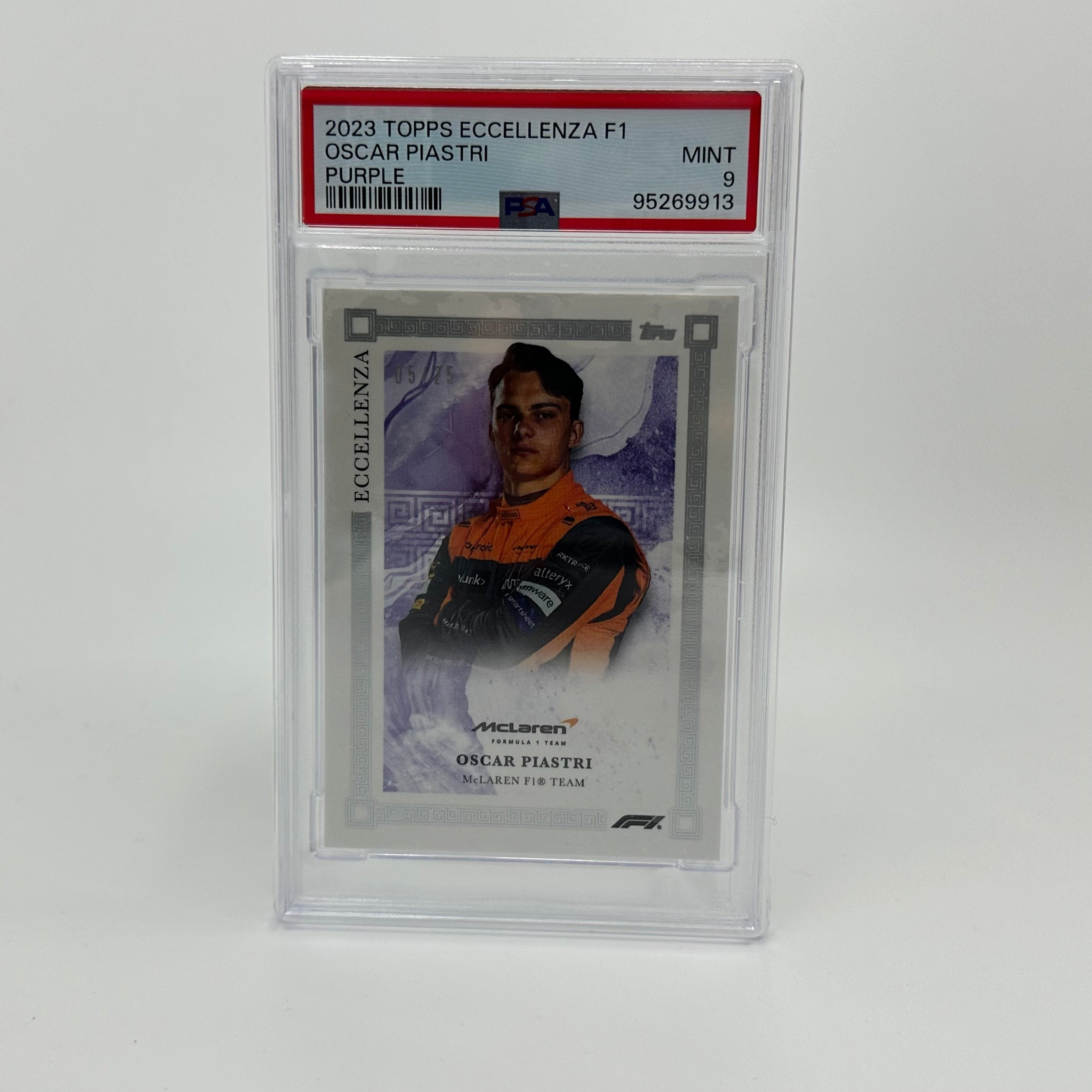 2023 Topps Eccellenza F1 Oscar Piastri Purple /25 PSA 9 Graded Racing Card - Perfect for F1 Collectors, Sports Memorabilia Displays, and Investment Portfolios