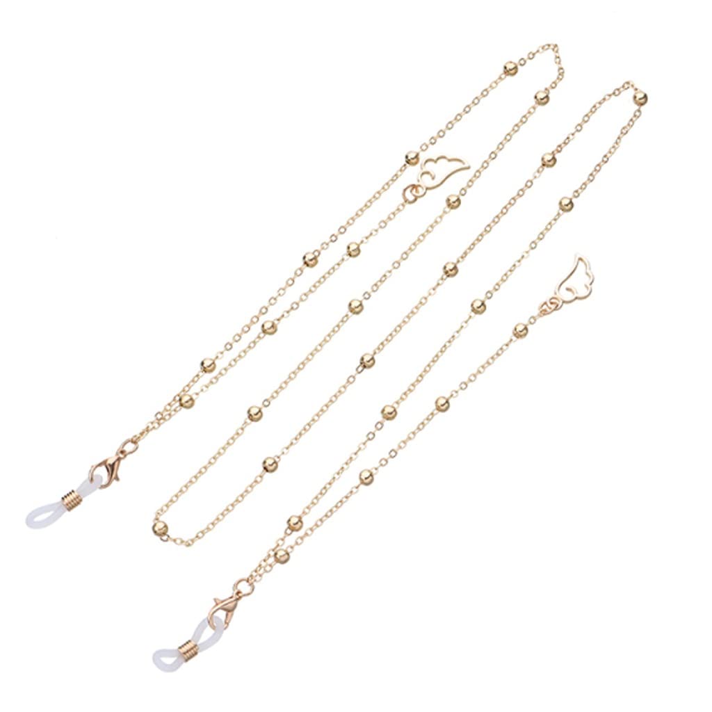 KLHHG Eyeglass Strap - Fashionable Metal Chain Neck Cord for Reading Glasses & Sunglasses (Gold, 70cm) - Perfect for Reading, Driving & Outdoor Activities