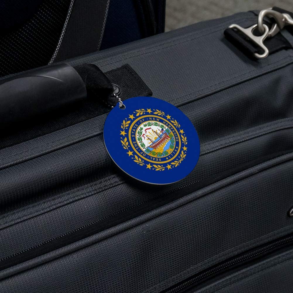 New Hampshire State Flag Round Luggage ID Tag - Durable Suitcase Handle Tag for Carry-On Bags - Perfect for Travel Identification & Souvenir Gift