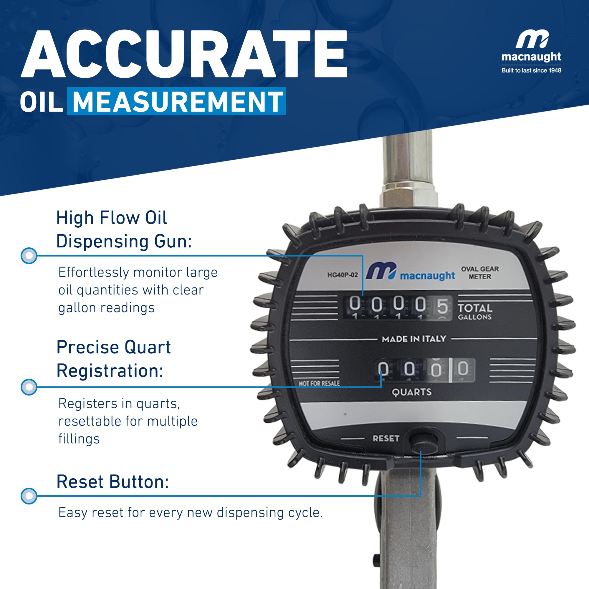 Macnaught Pneumatic Oil Gun with Oil Control Valve & Meter Nozzle - 1/2