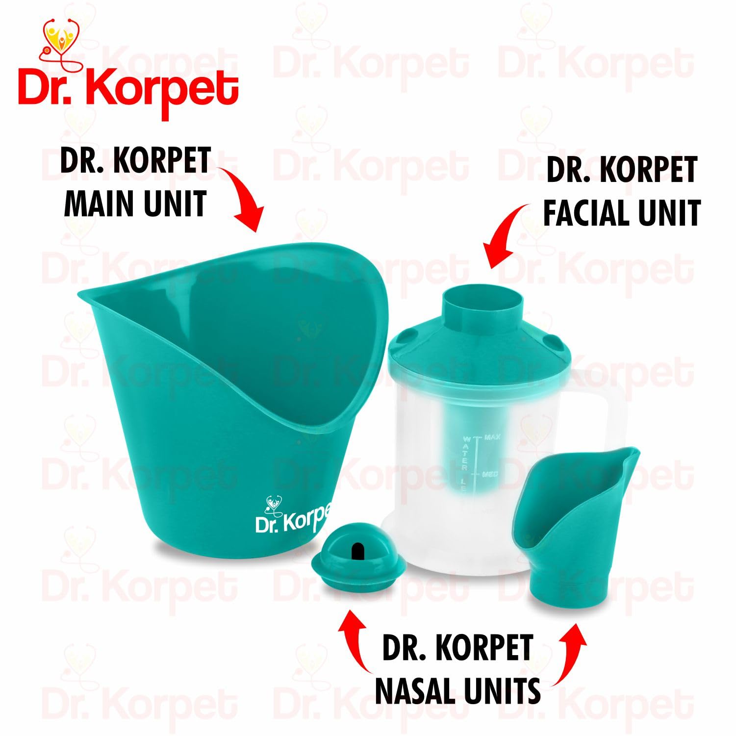 Dr. Korpet 3-in-1 Vaporizer Steamer for Cough, Cold & Facial Care | Portable Inhaler & Humidifier for Sinus Relief | Perfect for Home Use, Baby Care & Spa Treatments (Green)