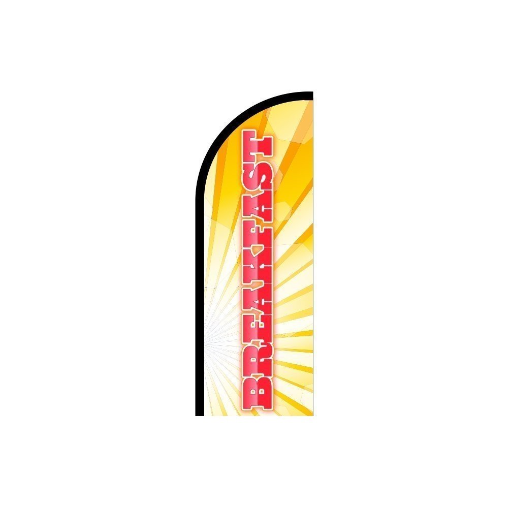 Breakfast Sign Feather Flag - 9.9' Business Advertising Banner with Pre-Printed Design | Perfect for Restaurants, Cafés & Morning Business Promotions | Outdoor/Indoor Use