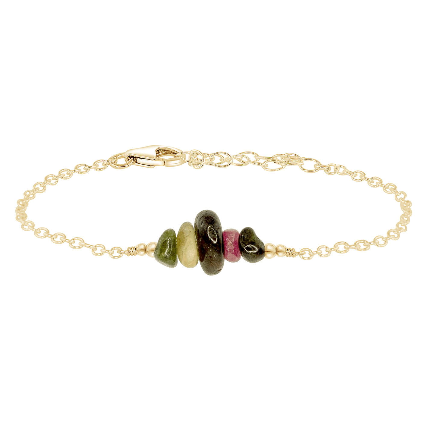 Natural Tourmaline Chip Bead Bar Bracelet for Women - Healing Crystal Energy Jewelry for Meditation, Yoga & Spiritual Wellness