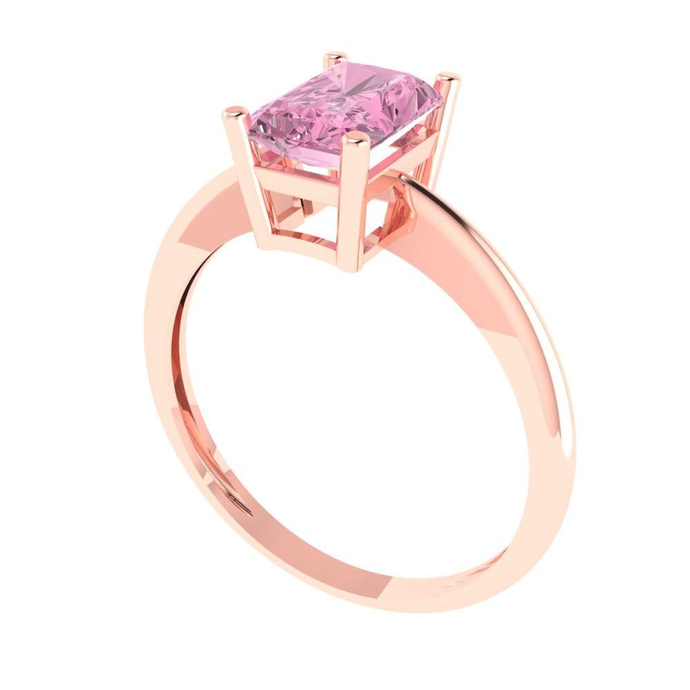 1.0 ct Radiant Cut Pink Simulated Diamond Ring for Women - 18K Rose Gold Solitaire Engagement Wedding Promise Anniversary Band - Perfect for Proposals, Bridal Jewelry & Special Occasions