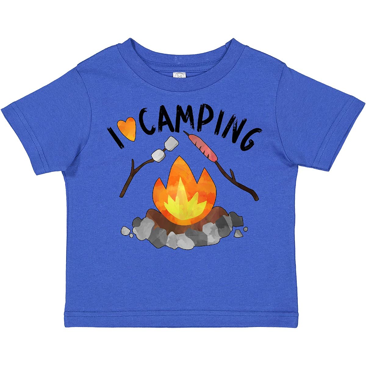 I Love Camping Toddler T-Shirt - Cute Campfire, Hot Dog & Marshmallows Design - Soft Cotton Tee for Kids Outdoor Adventures & Family Trips