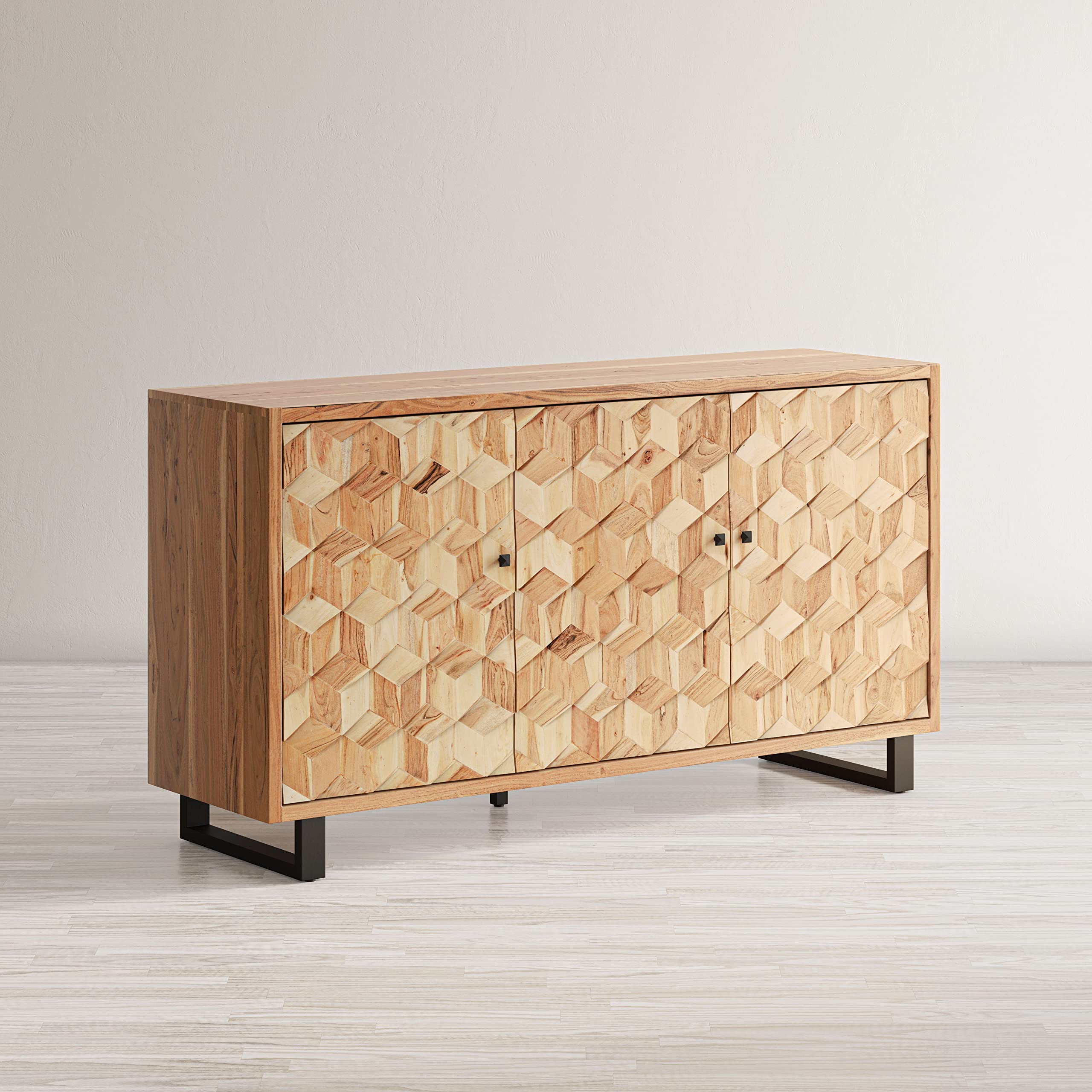 Jofran Inc. Geometrix Accent Cabinet - Modern Side Table with Storage Shelf, Wooden Nightstand for Bedroom, Living Room, or Office - Perfect for Home Decor and Organization