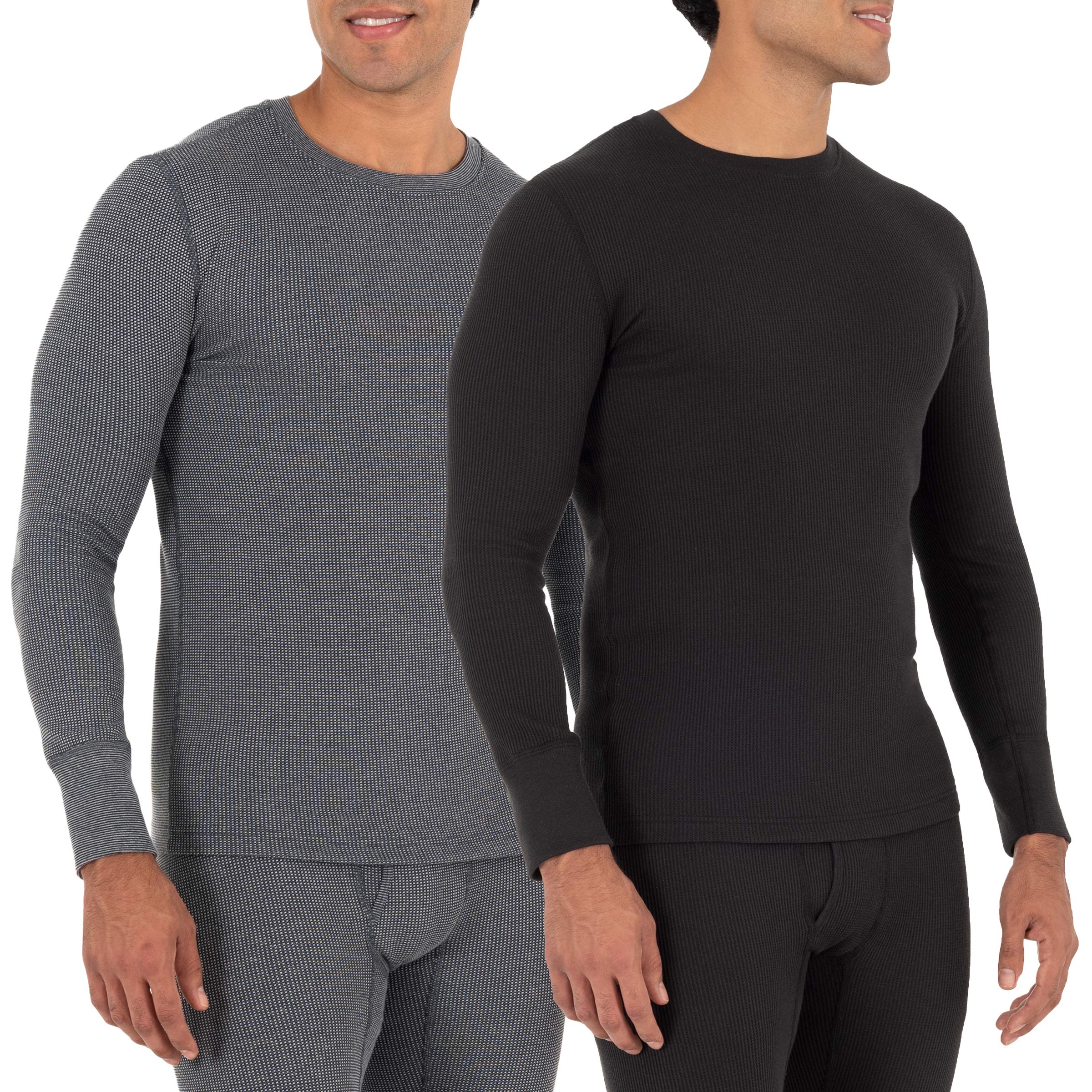 Fruit of the Loom Men's Eco-Friendly Recycled Waffle Thermal Underwear Crew Neck Shirt - 1 Pack & 2 Pack Options - Warm Base Layer for Winter, Camping & Outdoor Activities