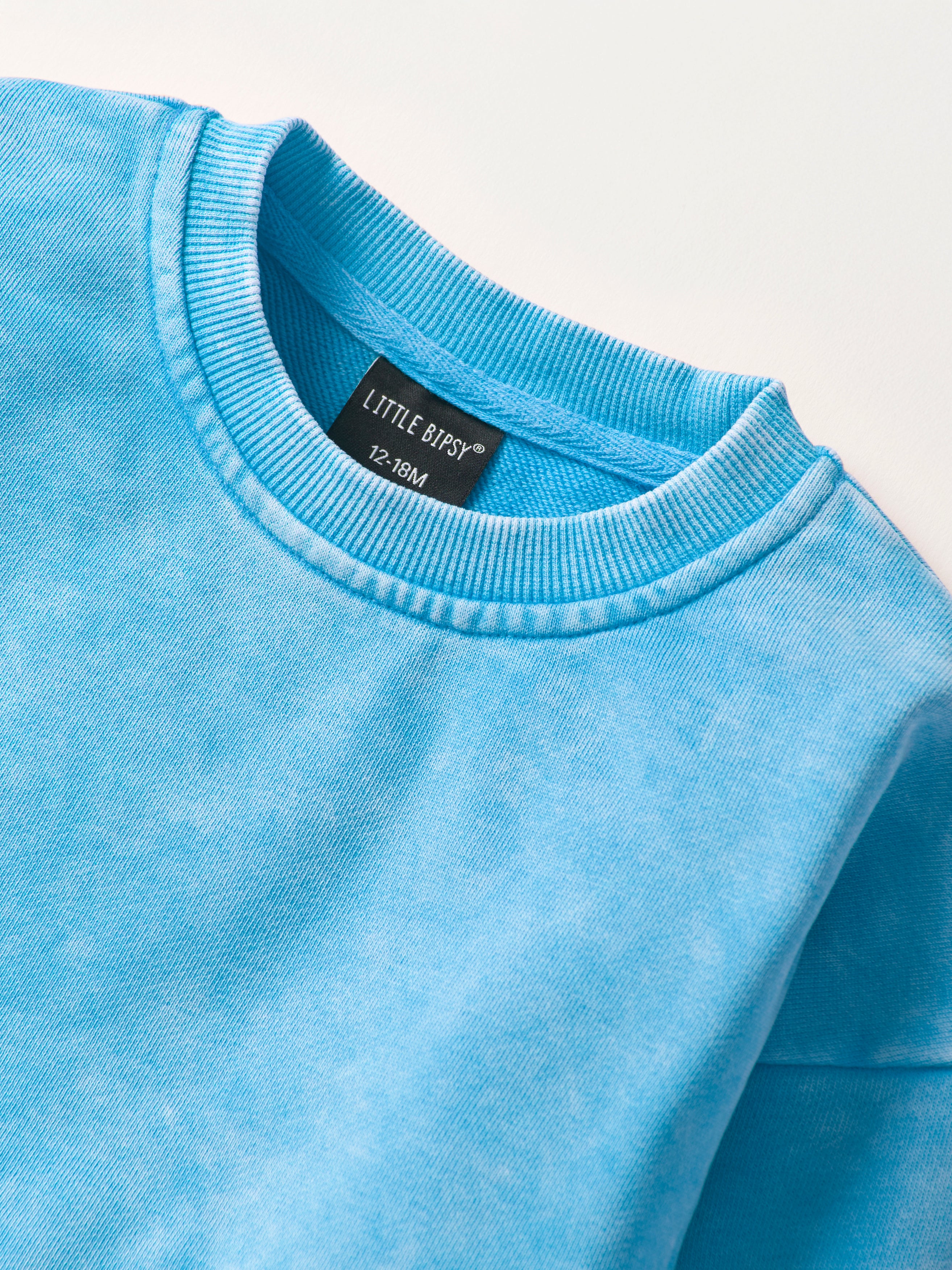 Electric Blue Washed Crewneck Sweatshirt - Soft Cotton Pullover for Men & Women | Perfect for Casual Wear, Layering & Street Style