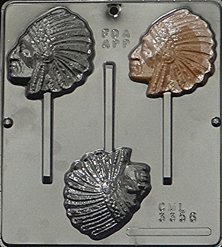 Indian Chief Lollipop Chocolate Candy Mold 3356 - Premium Silicone Baking Mold for DIY Candy, Chocolate, Soap Making - Perfect for Halloween, Christmas, and Party Treats