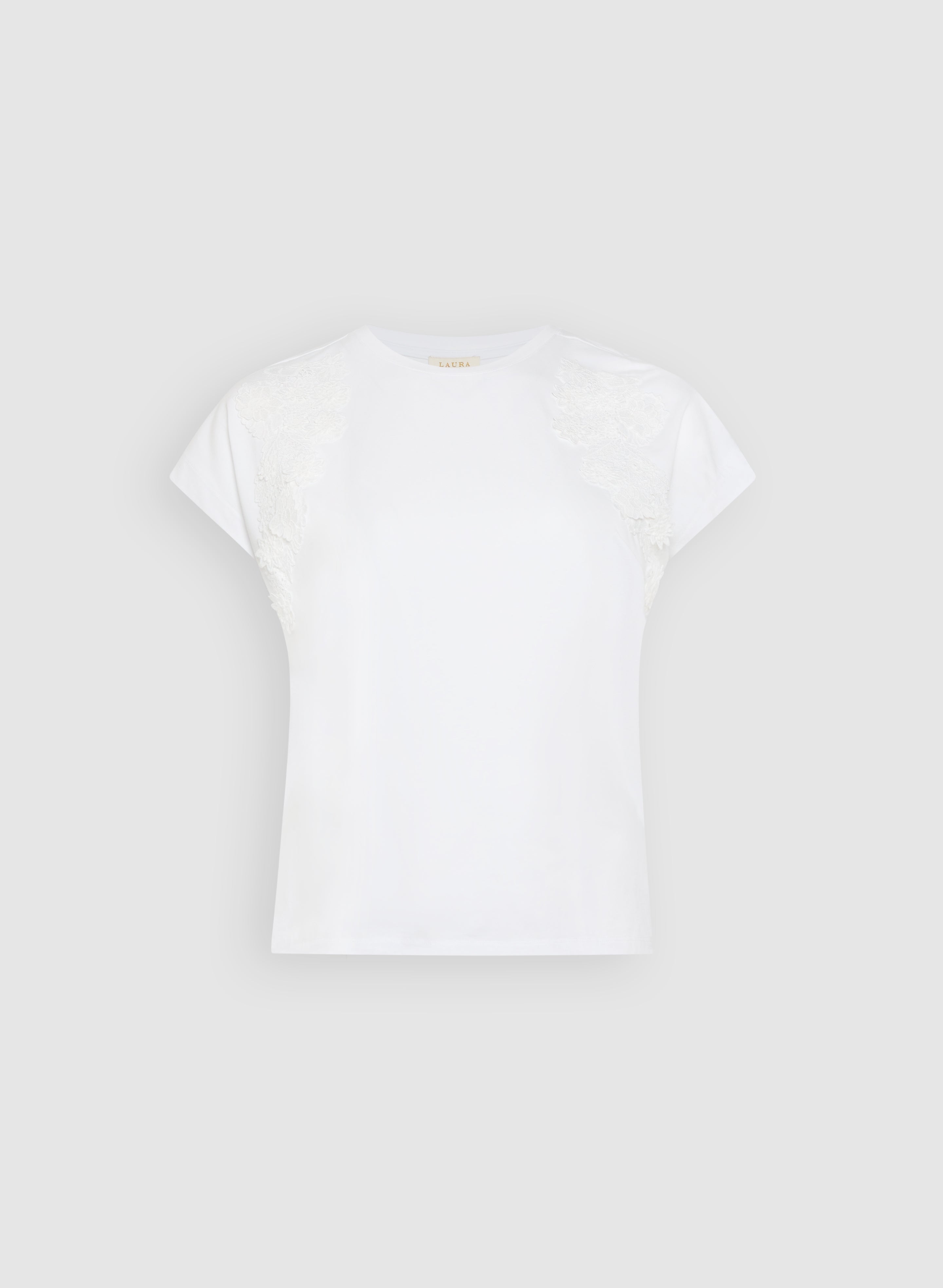 Floral Appliqué T-Shirt for Women - Elegant Embroidered Cotton Tee - Perfect for Casual Wear, Summer Outfits & Boho Style