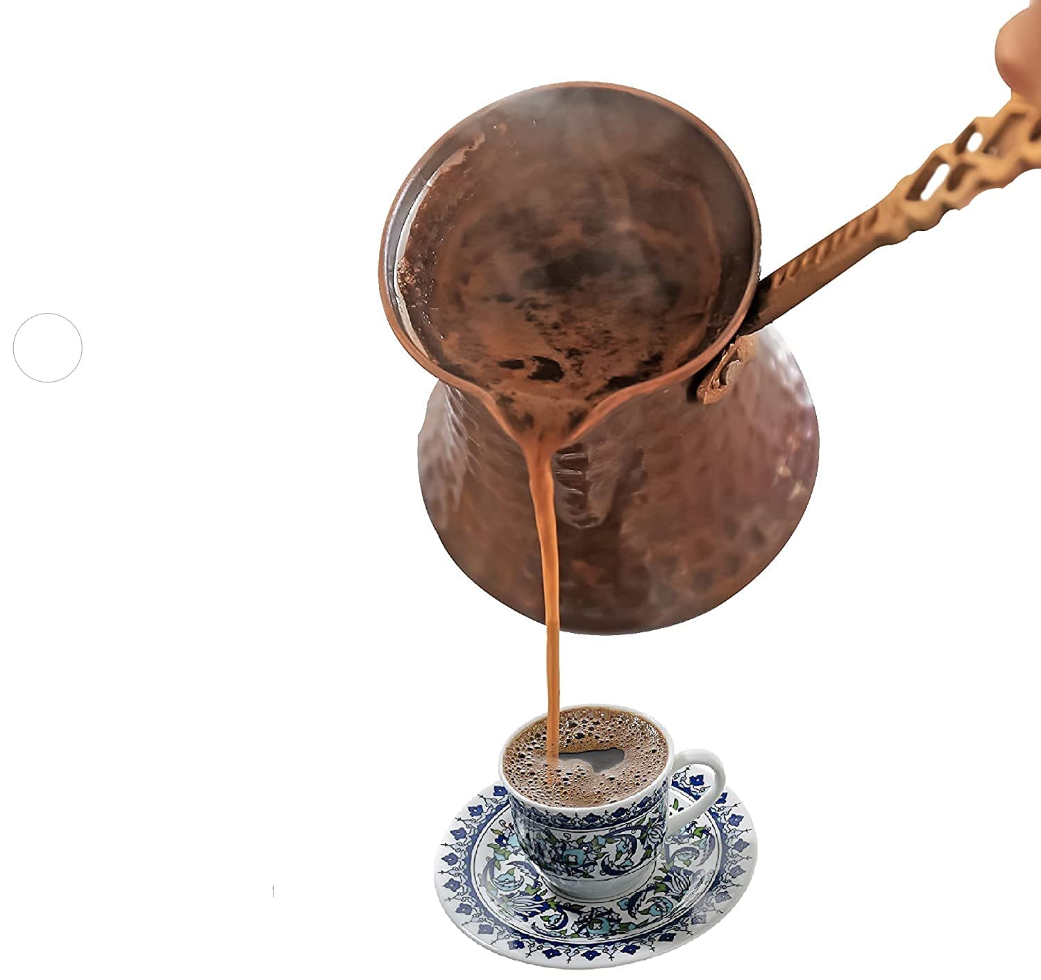 Authentic Turkish Coffee Pot Set - 5 Piece Hammered Copper Cezve for Greek & Arabic Coffee - Stovetop Espresso Maker - Perfect for Home Brewing, Gifts & Traditional Coffee Ceremonies