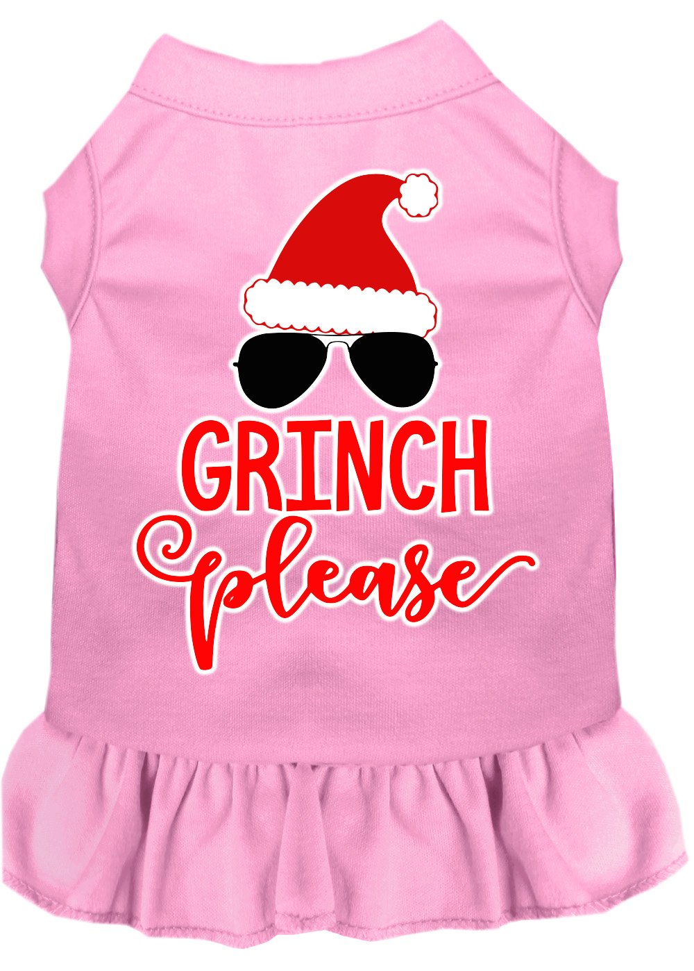 BRIGHTT - Grinch Please Screen Print Dog Dress Light Pink XXXL for Pet Dog Puppy Pup Pupper Doggos - Perfect for Christmas Photos, Holiday Parties & Festive Pet Costume Events