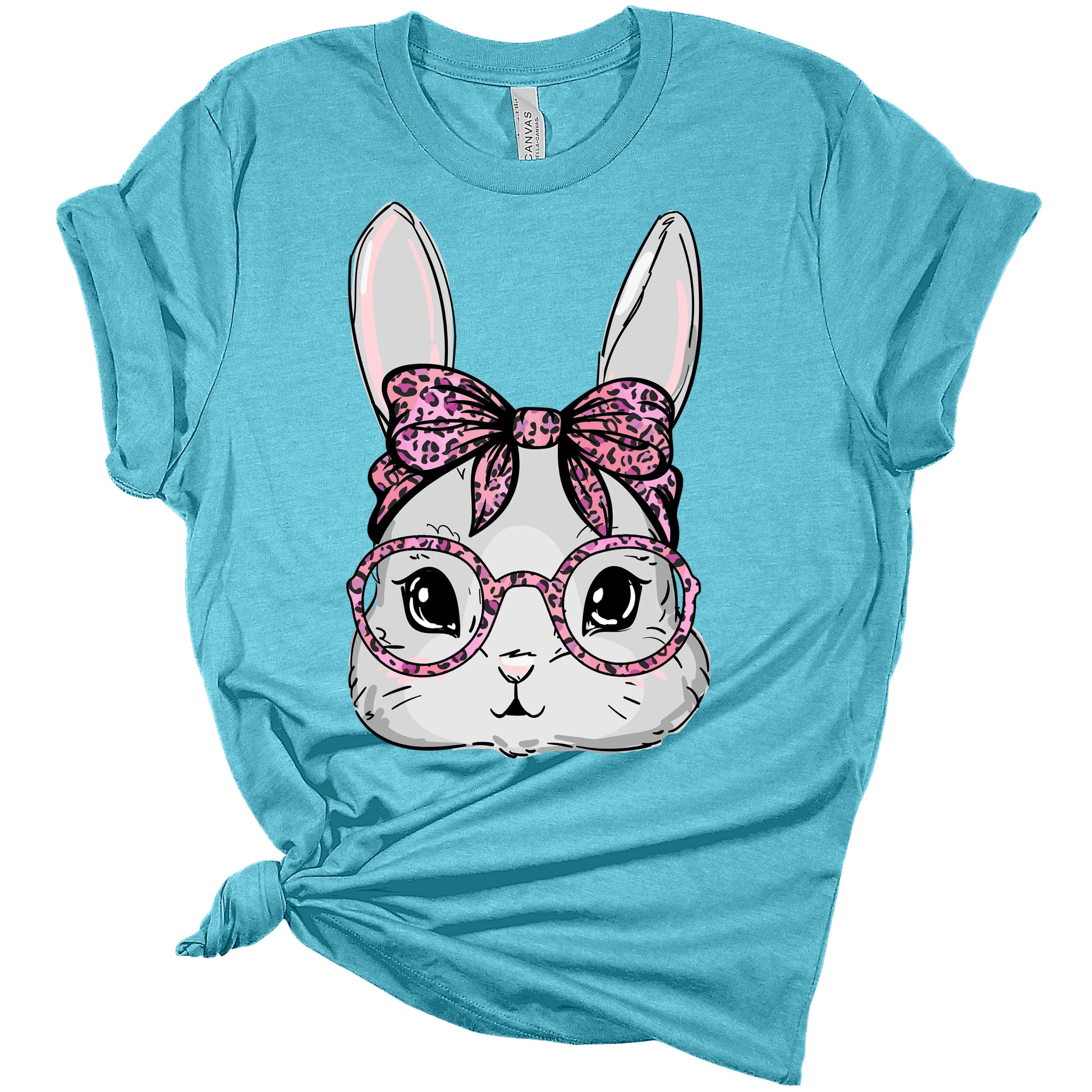 Women's Easter Bunny Face T-Shirt - Cute Rabbit Graphic Tee for Easter - Funny Holiday Shirt for Spring Parties & Family Gatherings