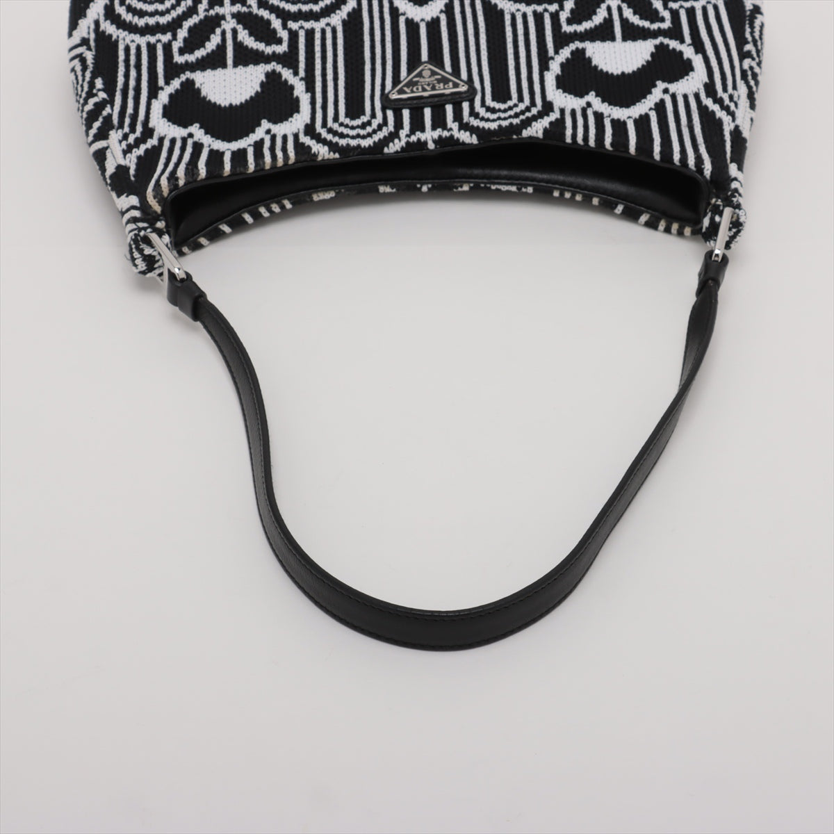 Prada Cleo Jacquard Shoulder Bag in Black & White | Luxury Designer Crossbody Purse for Women | Perfect for Work, Evening Events & Travel Accessories