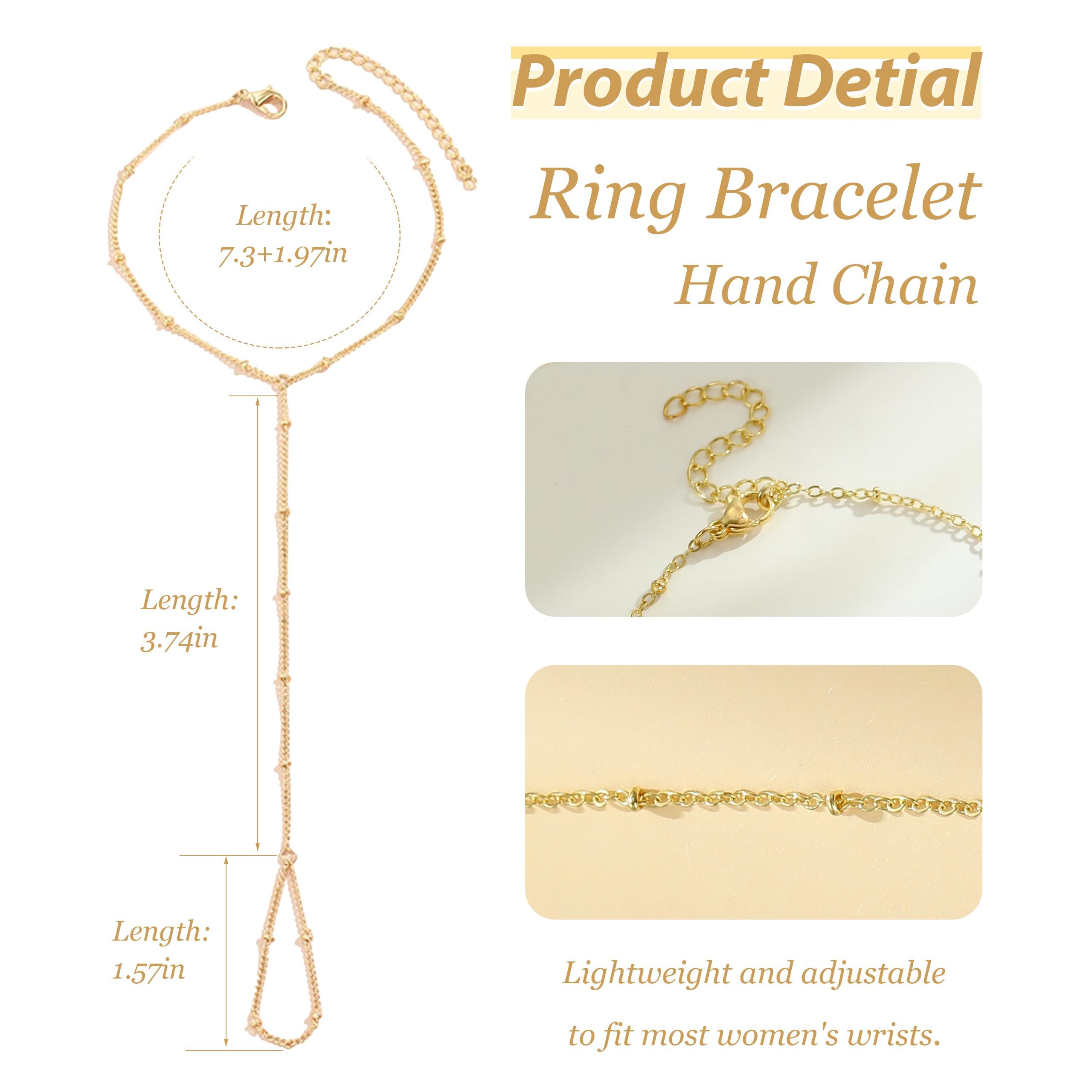Trendy Gold Hand Chain Bracelet for Women - Dainty Layering Jewelry, Elegant Hand Jewelry Gift for Her | Perfect for Parties, Weddings & Everyday Wear
