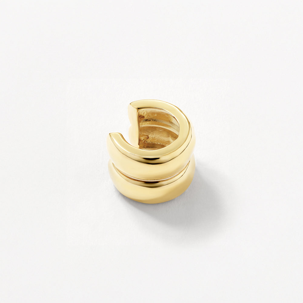 Gold Double Curve Ear Cuff - Non-Piercing Ear Cuff Jewelry for Women, Trendy Boho Accessory for Parties, Weddings & Everyday Wear