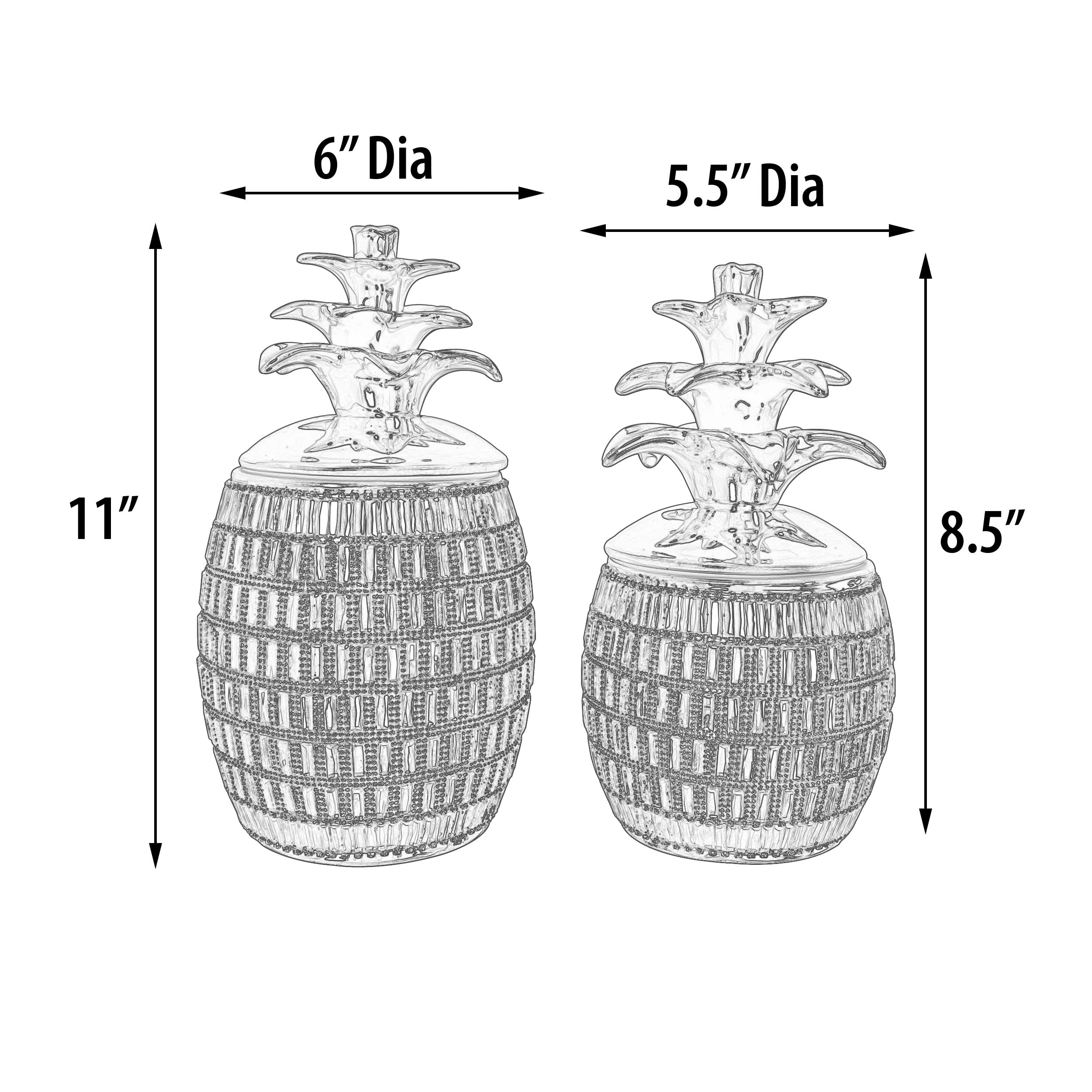 Rose Gold Pineapple Decorative Canister Set of 2 - Airtight Kitchen Storage Jars for Sugar, Flour & Coffee - Perfect for Farmhouse & Coastal Home Decor