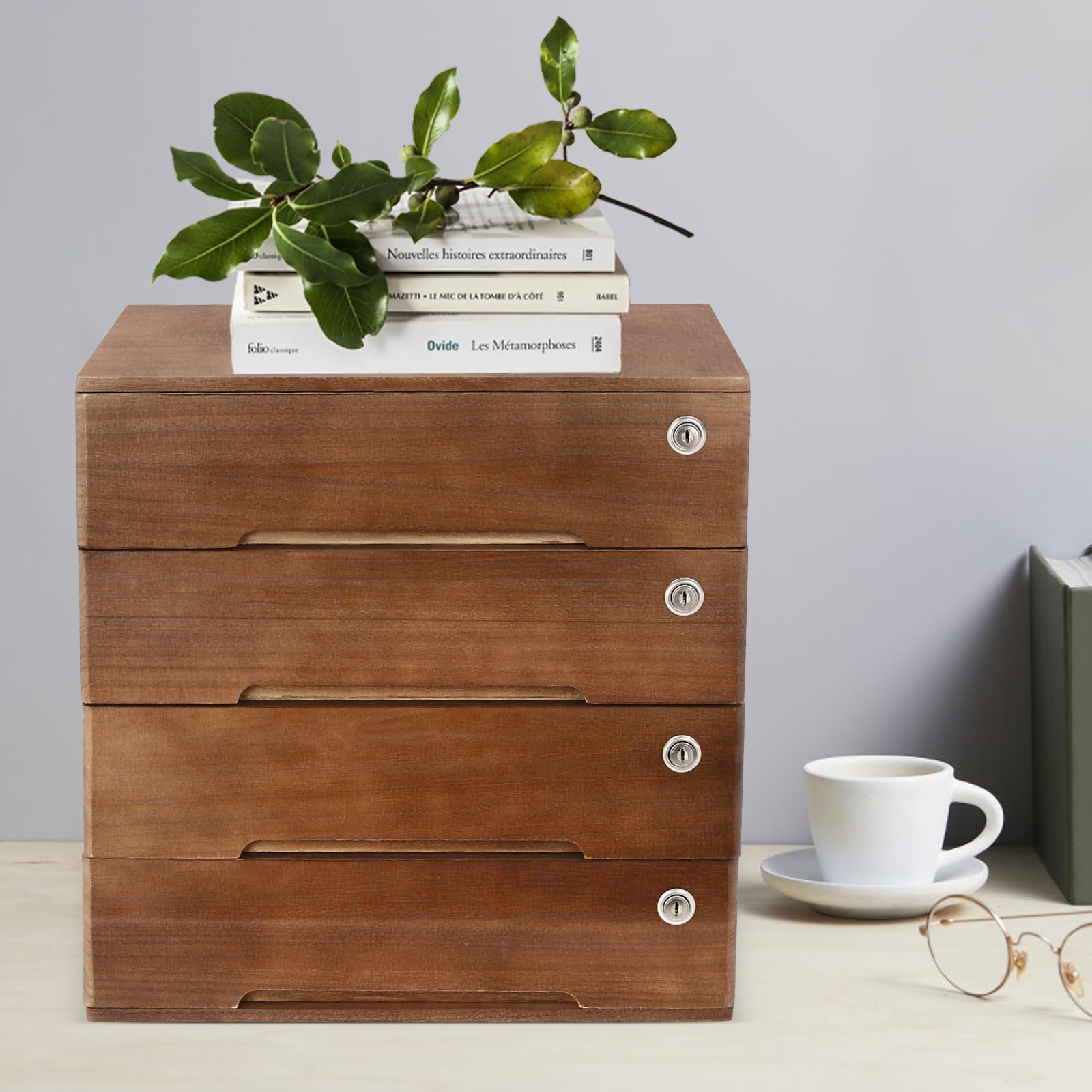 Lockable Wooden File Cabinet for Office - 15.75