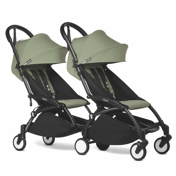 Stokke YOYO 3 Double Stroller with 6+ Front Seat & Bassinet Back - Lightweight Compact Travel Stroller for Twins - Perfect for City Walks, Travel & Everyday Use