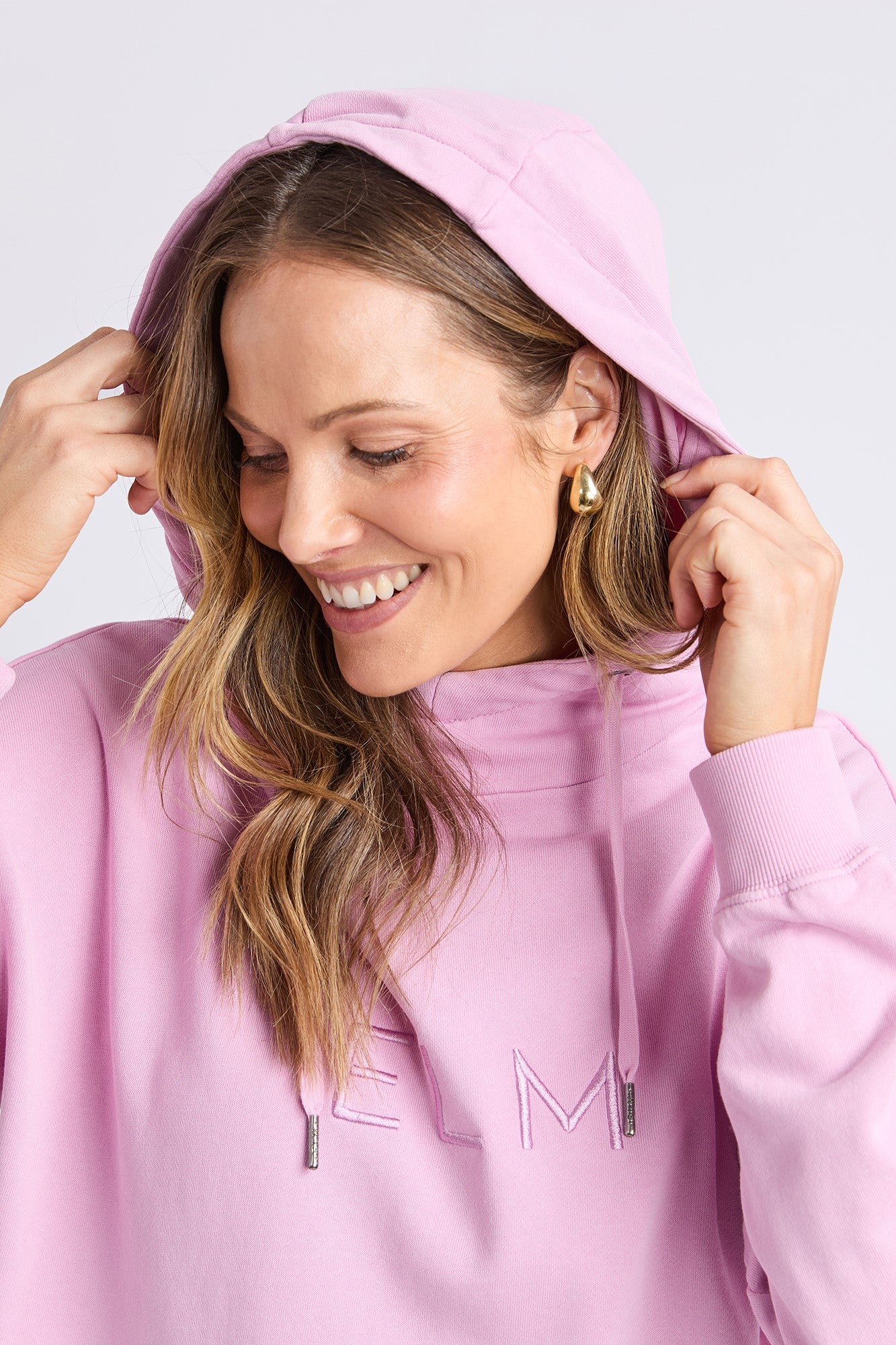 Elm Established Hoodie for Women - Soft Cotton Pullover Sweatshirt, Peony Pink, Casual Loungewear & Streetwear Fashion