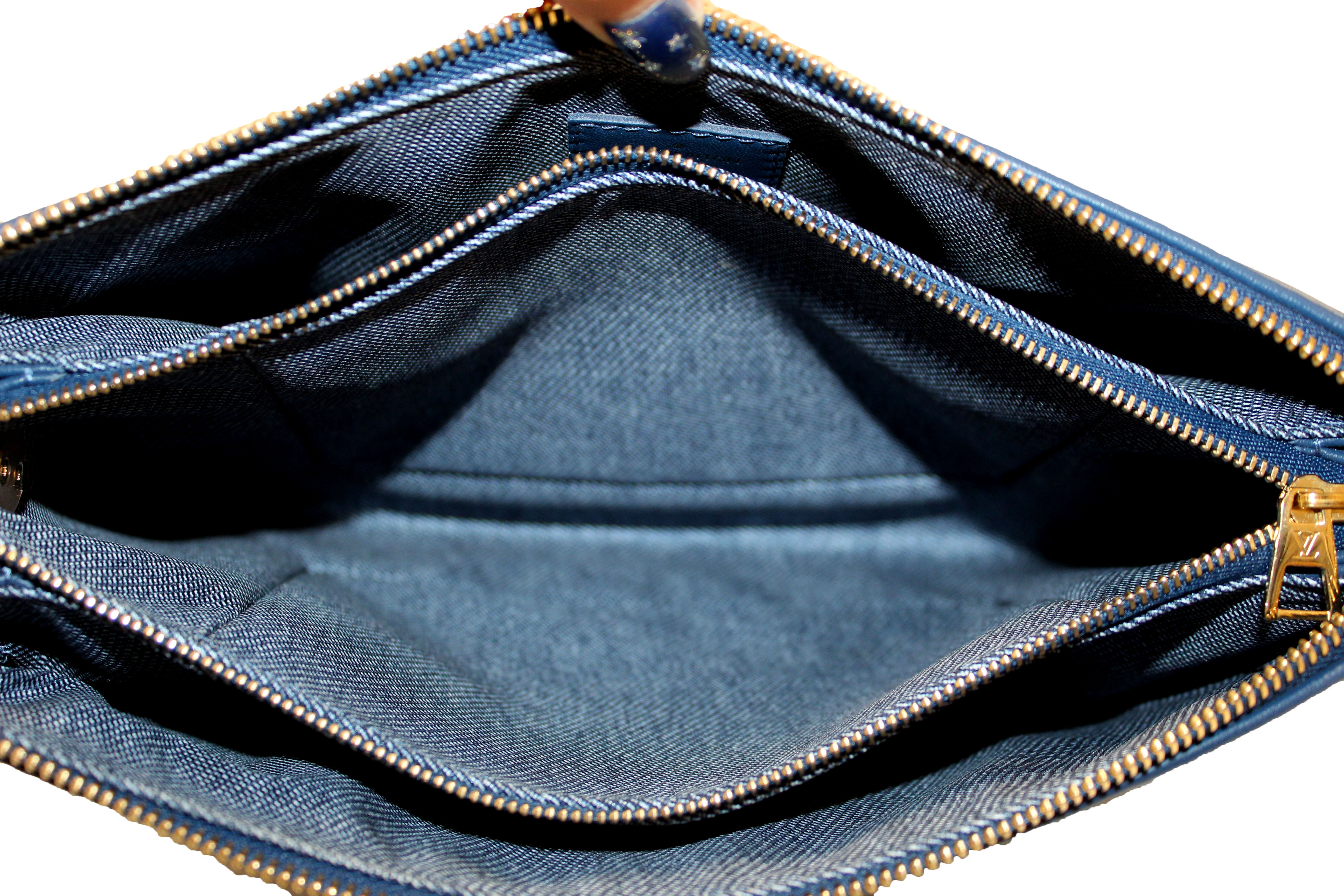 Authentic Louis Vuitton Denim Blue Lambskin Embossed Monogram Coussin PM Handbag - Luxury Designer Crossbody Purse for Women, Perfect for Date Night & Special Occasions