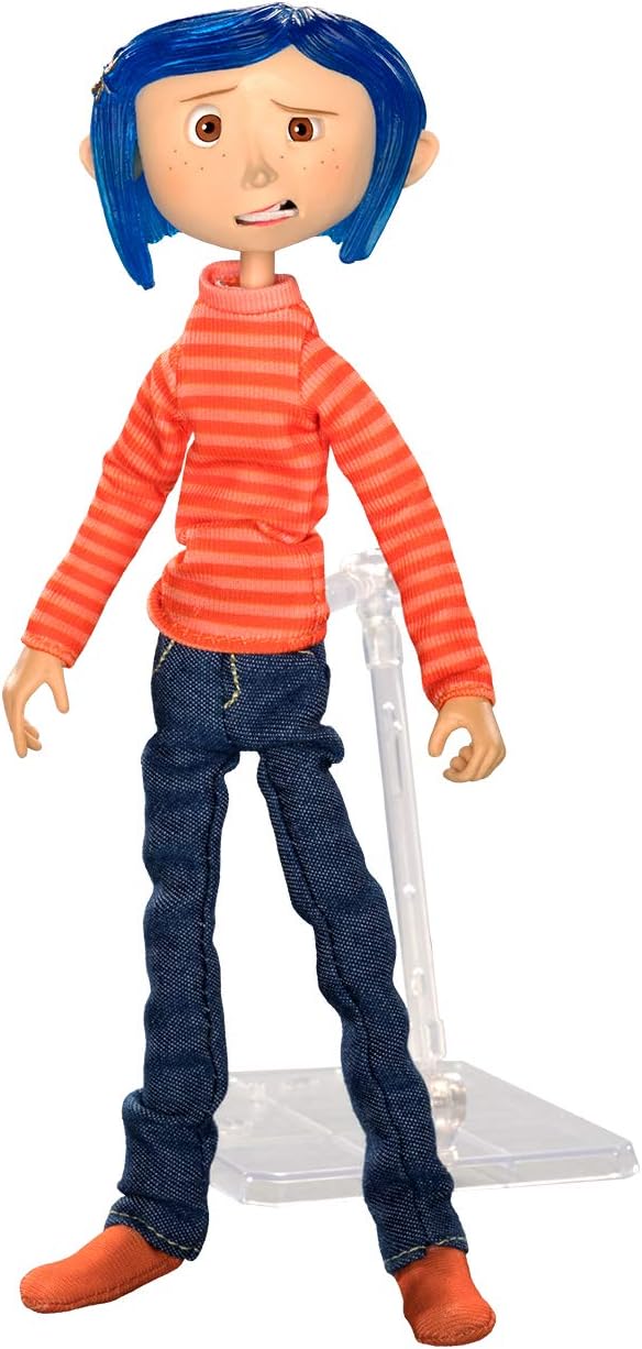 NECA Articulated Action Figure – Coraline in Striped Shirt | Collectible Doll for Movie Fans & Toy Collectors | Perfect for Display, Gifts, and Cosplay