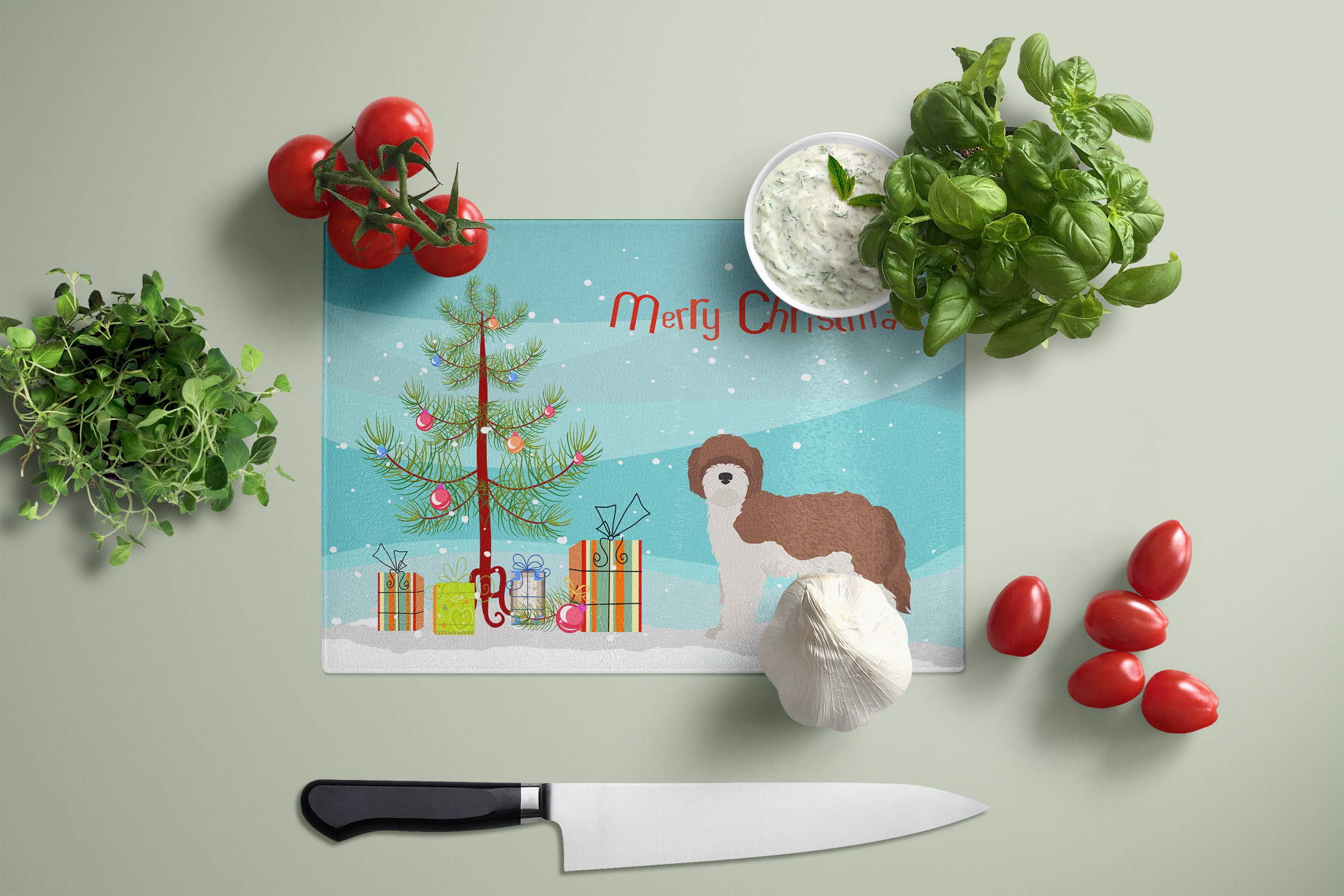 Sheepadoodle Christmas Tree Tempered Glass Cutting Board - Large Decorative Kitchen Chopping & Serving Board for Holiday Entertaining | Durable Scratch-Resistant Surface for Cheese, Charcuterie & Holiday Meals
