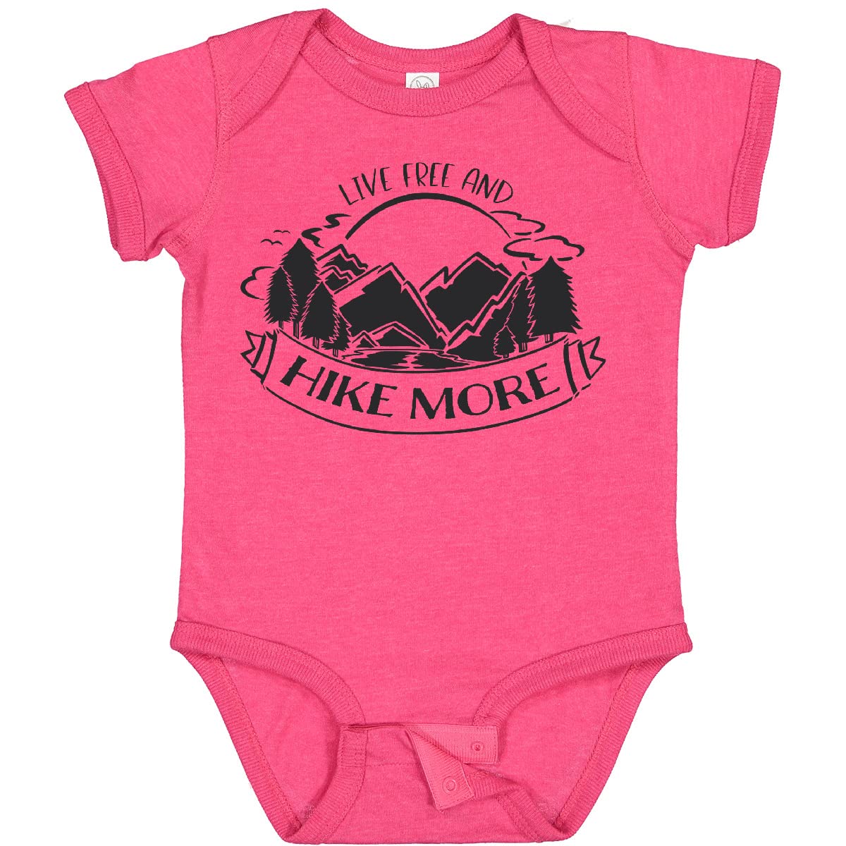 Inktastic Live Free and Hike More Mountains Baby Bodysuit - Cute Hiking Outfit for Infants & Toddlers - Perfect for Outdoor Adventures, Camping & Family Trips