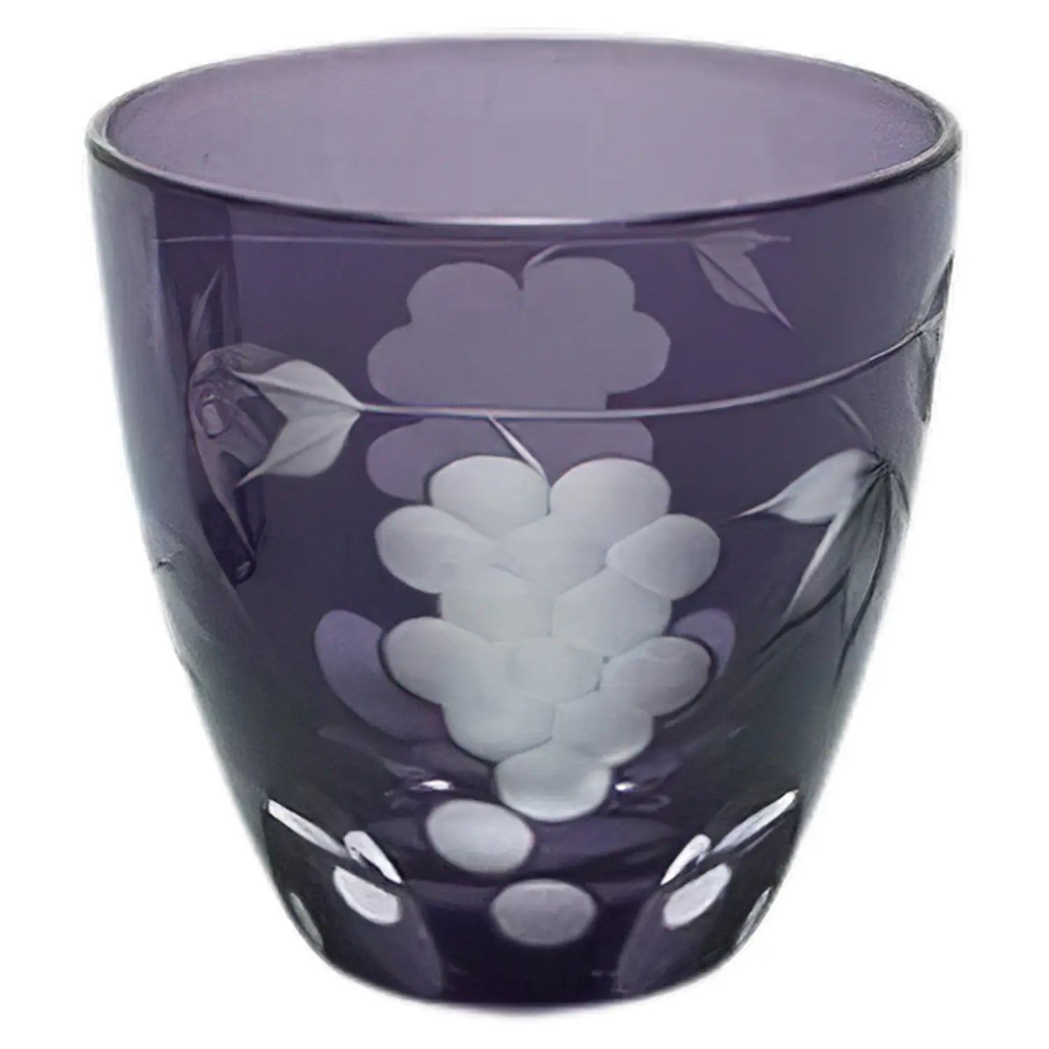 Kimoto Glass Tokyo Edo Kiriko Sake Cup - Handcrafted Japanese Grape Design Crystal Clear Sake Wine Glass - Perfect for Sake Tasting, Japanese Dining & Gift Giving