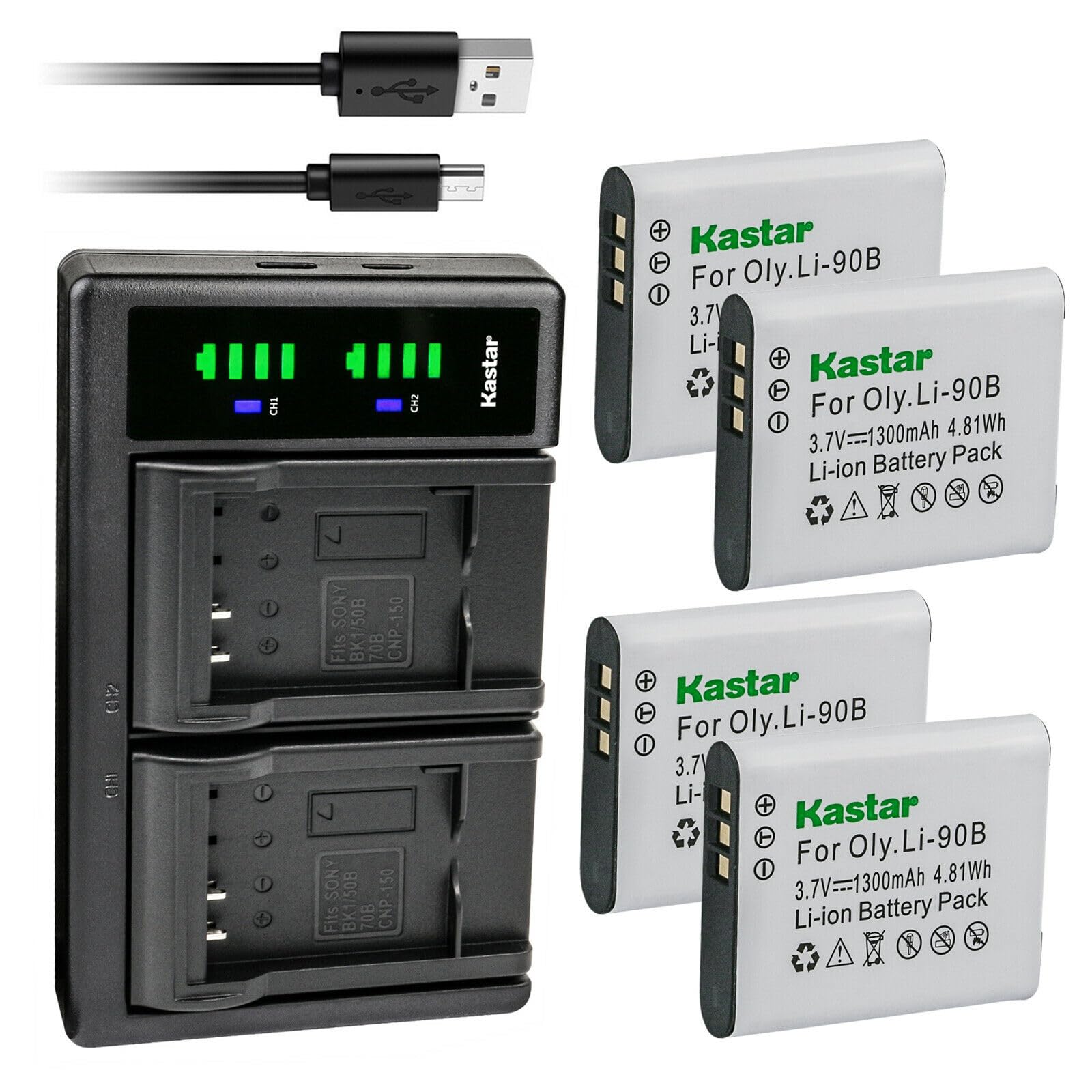 Kastar 4-Pack DB-110 Replacement Battery & LTD2 USB Charger for Ricoh GR III/IIIx/WG-6/G900 Digital Cameras - Perfect for Travel Photography and Outdoor Adventures