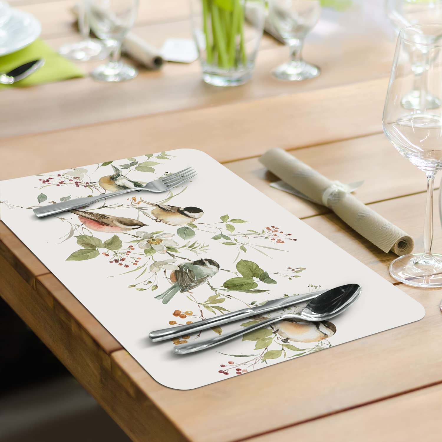 CounterArt Blessed by Nature 4-Pack Reversible Plastic Placemats – BPA Free, PVC Free, Easy-Clean, Flexible & Durable – Made in USA (Multicolor) – Perfect for Dining Tables, Kitchen Countertops & Outdoor Picnics