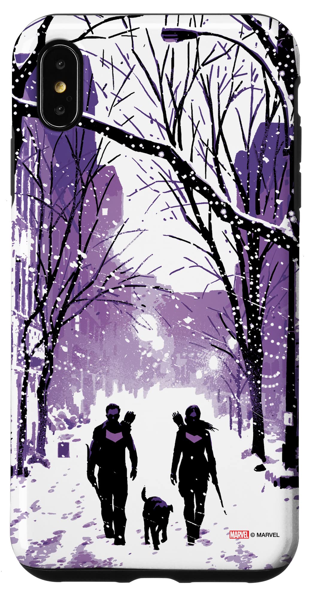 iPhone XS Max Marvel Hawkeye Snowy Landscape Phone Case - Durable Protective Cover with Superhero Design - Perfect for Marvel Fans, Outdoor Adventures & Winter Travel