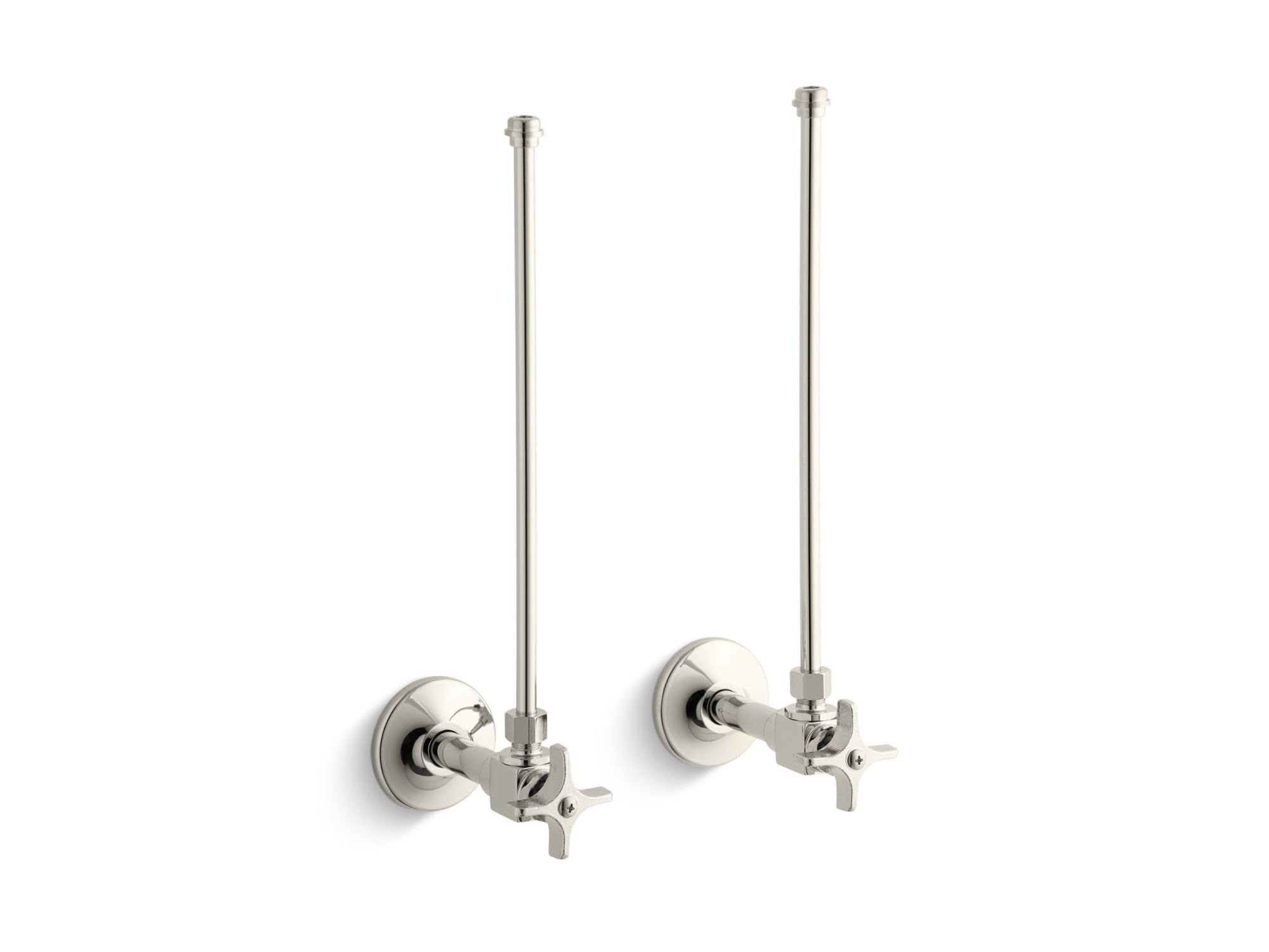 KOHLER 3/8-in NPT Angle Stop Valve Supply Lines with Cross Handle & Annealed Vertical Tube - Perfect for Bathroom Sink, Toilet & Plumbing Installations