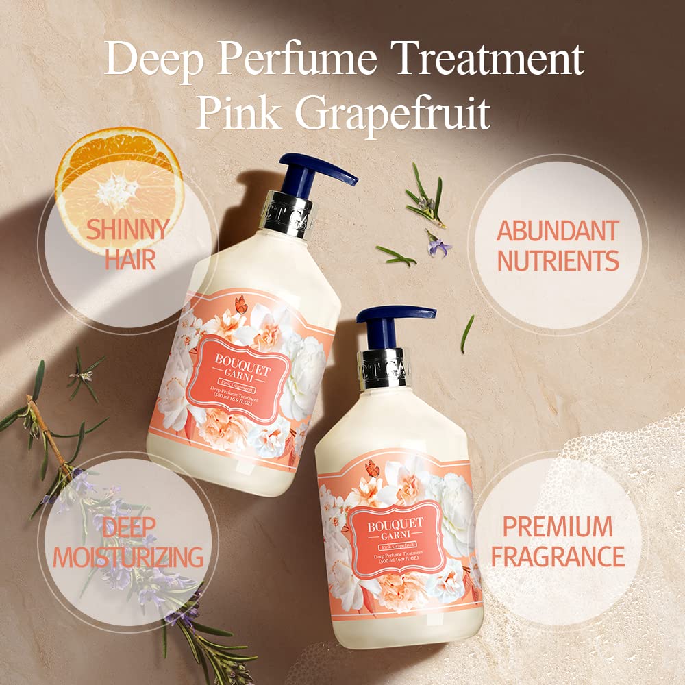 Bouquet Garni Pink Grapefruit Hair Conditioner - 16.9 Fl Oz Long Lasting Fragrance with Argan Oil & Amino Protein - Natural Surfactant for Soft, Soothing Scalp & Hair Care - Perfect for Dry, Damaged Hair Treatment at Home or Salon
