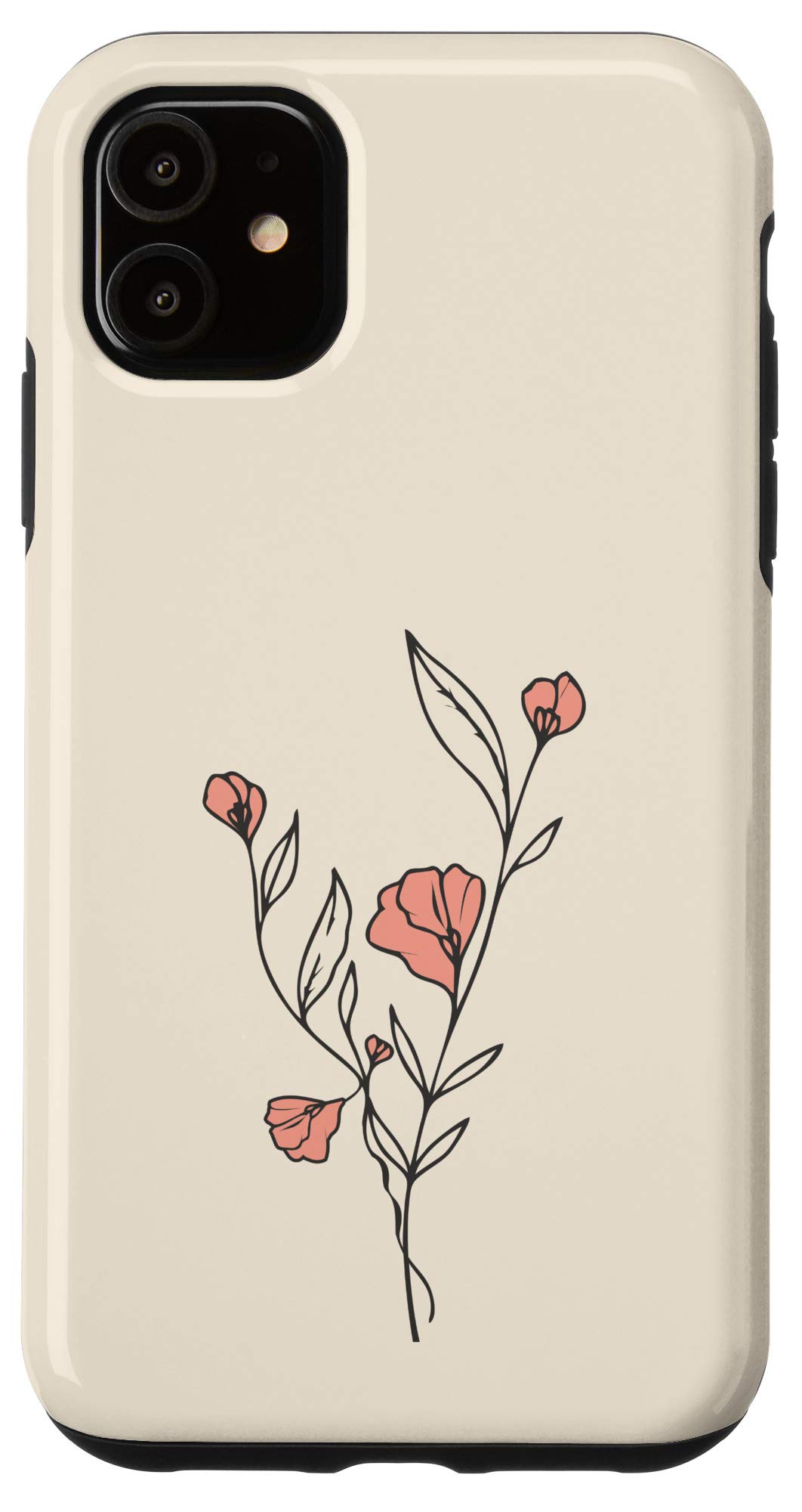 iPhone 11 Case with Botanical Flower Rose Petal Design - Boho Abstract Phone Cover for Women, Trendy Protective Case for Daily Use, Work & Travel