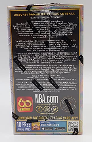 2020-21 Panini Prizm NBA Basketball Trading Cards Box - Guaranteed 1 Autograph or Memorabilia per Box - 6 Packs of 4 Cards Each - Perfect for Collectors, Investors & Fantasy Basketball Fans