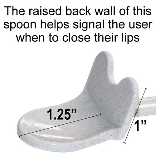 Dysphagia Spoon for Adults & Seniors - Assistive Eating Utensil with Raised Back Wall for Stroke Recovery & Swallowing Difficulties - Ideal for Home Care, Nursing Homes & Rehabilitation Therapy - Perfect for Mealtime Assistance, Elderly Care & Post-Surgery Recovery - Easy-to-Use Adaptive Spoon for Parkinson's, ALS & Special Needs - Great for Daily Meals, Hospital Use & Caregiver Support - Essential for Safe Eating with Dysphagia, Hand Tremors, and Limited Mobility
