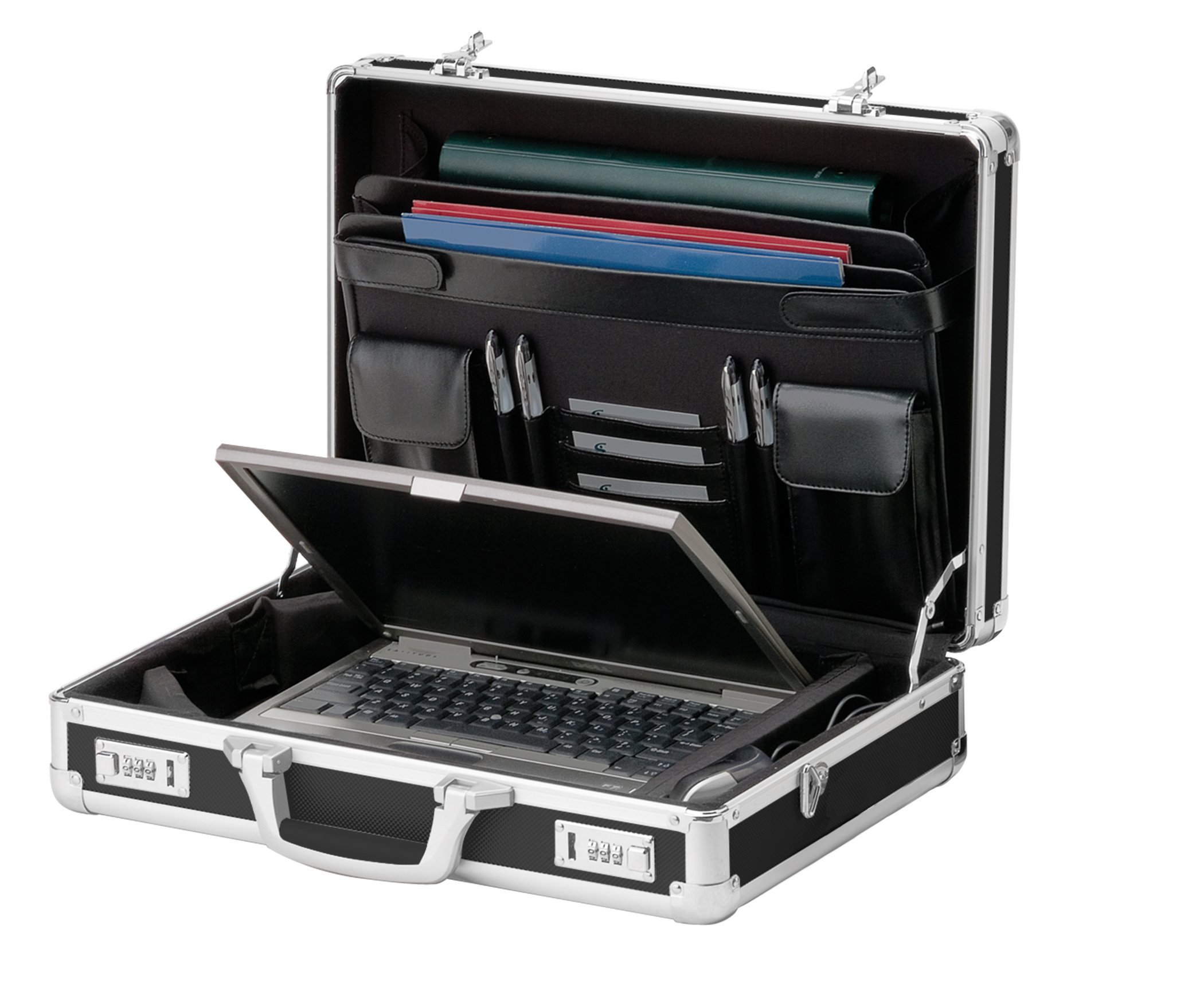 Vaultz 18 x 14.25 x 5 Inch Secure Combination Lock Laptop Briefcase with Adjustable Strap - Durable Hard Case for Men & Women - Black - Perfect for Business Travel, Office Work & Document Storage